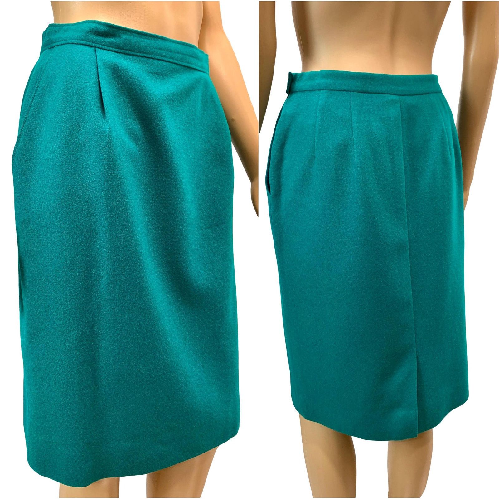 Pendleton 70s Pendleton Teal Blue Wool Pencil Skirt | 8P W 27" Size 27" / US 4 / IT 40 - 2 Thumbnail