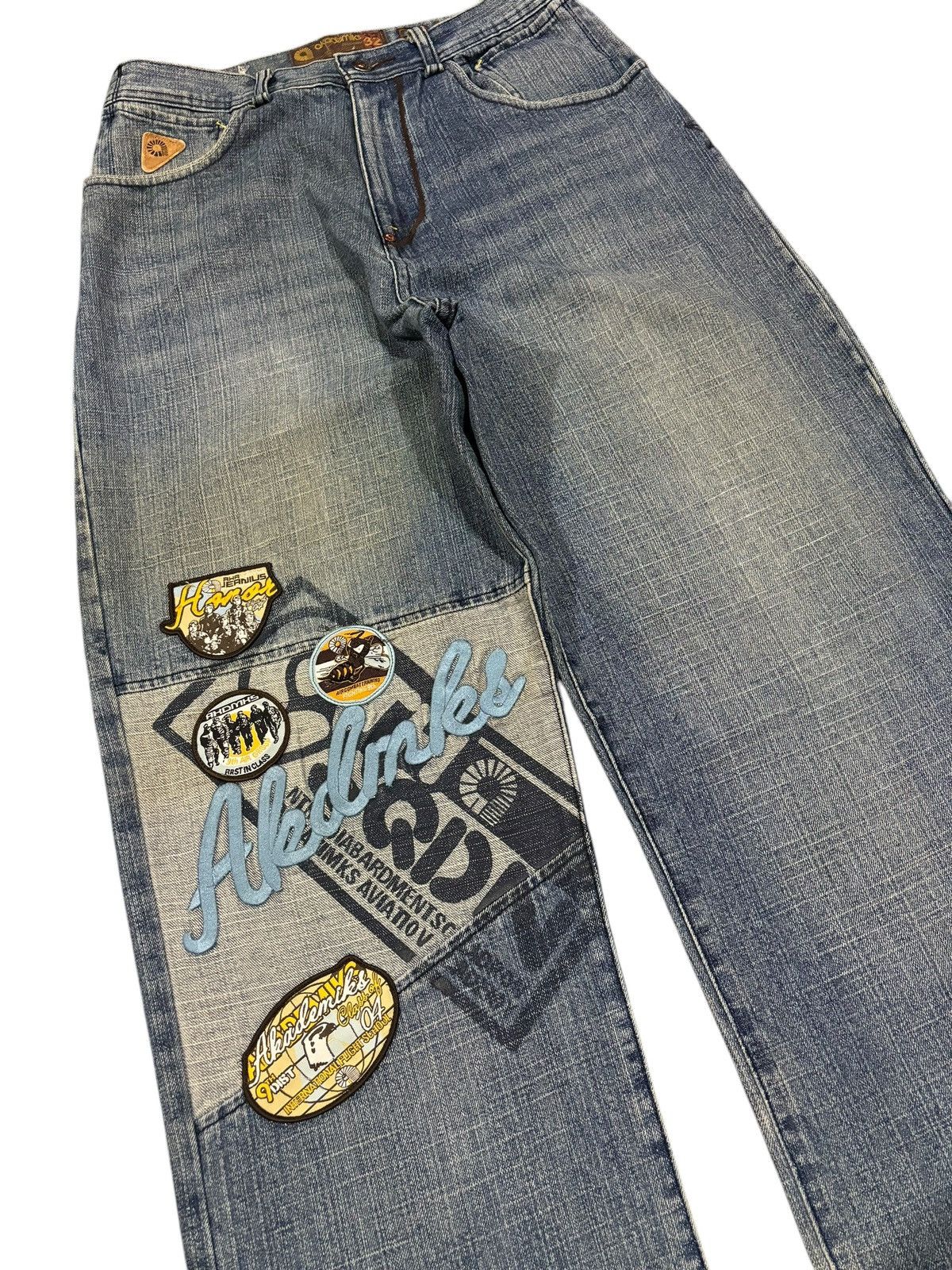 Akademiks × If Six Was Nine 90s Vtg Akademiks Baggy Wide Leg Patchwork Distressed Jeans Size US 32 / EU 48 - 3 Thumbnail