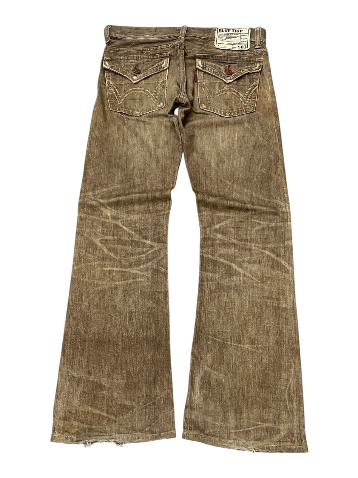 Edwin × Japanese Brand × Vintage Edwin 503 Flare Faded Brown Whiskers Jeans Size US 32 / EU 48 - 2 Thumbnail