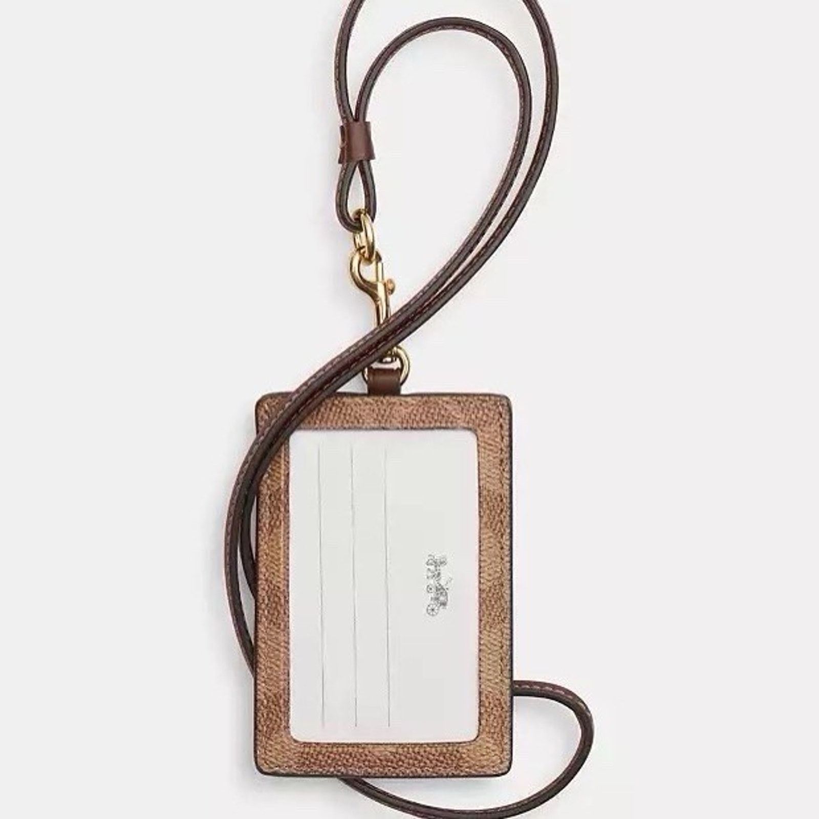 Coach NWT COACH ID Lanyard Signature Leather Tan/Brown CZ285 Size ONE SIZE - 7 Thumbnail