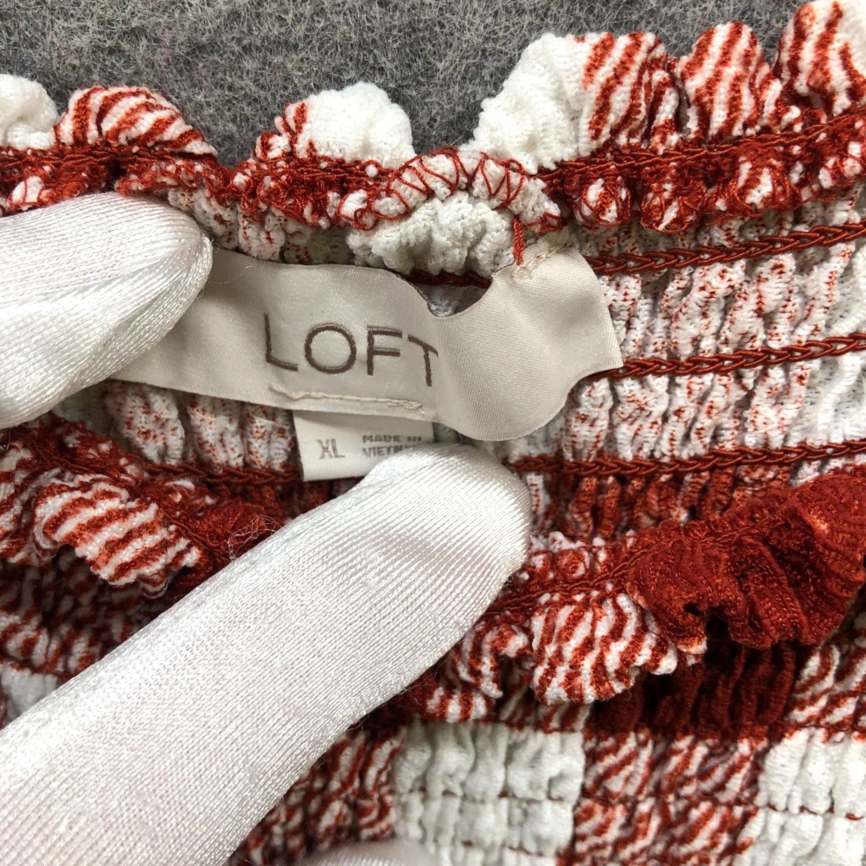 Loft Loft Smocked Cami Womens XL Peplum Rust Brown Plaid Stretch Camisole Tank Shirt Bohemian Casual Knit Polyester Size XL / US 12-14 / IT 48-50 - 5 Thumbnail