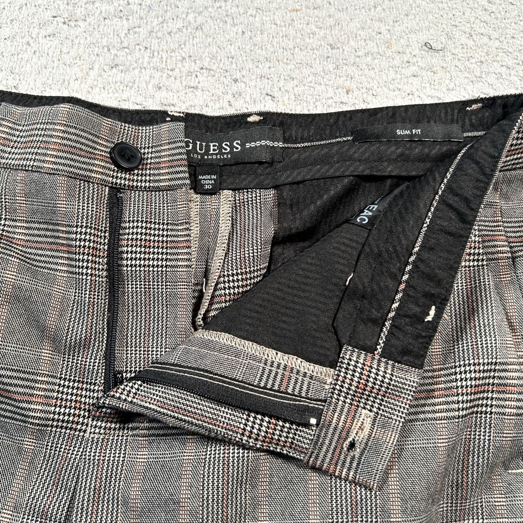 Guess Guess Chino Pants Mens 30 Gray Glen Plaid Slim Fit Zip Fly Straight Leg Pants Size US 30 / EU 46 - 5 Thumbnail