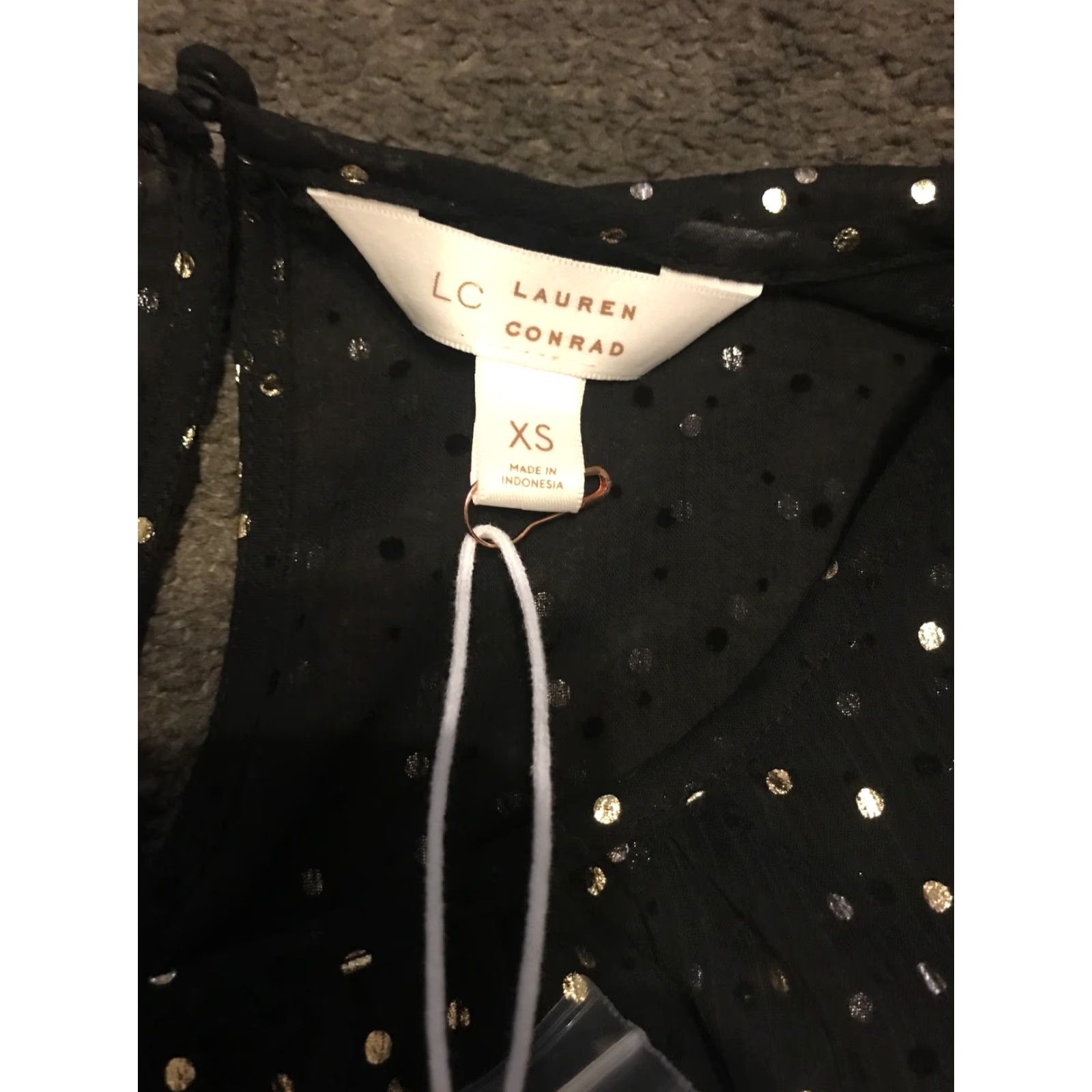 Vintage Lauren Conrad NWT Dress Ruffle Black Dot Print XS Women Size XS / US 0-2 / IT 36-38 - 3 Thumbnail