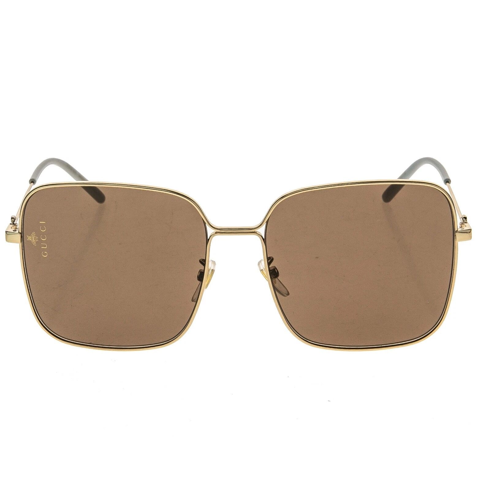 Gucci GUCCI GG0443S 0443 Gold Brown Square Aviator Sunglasses 002 Size ONE SIZE - 10 Thumbnail