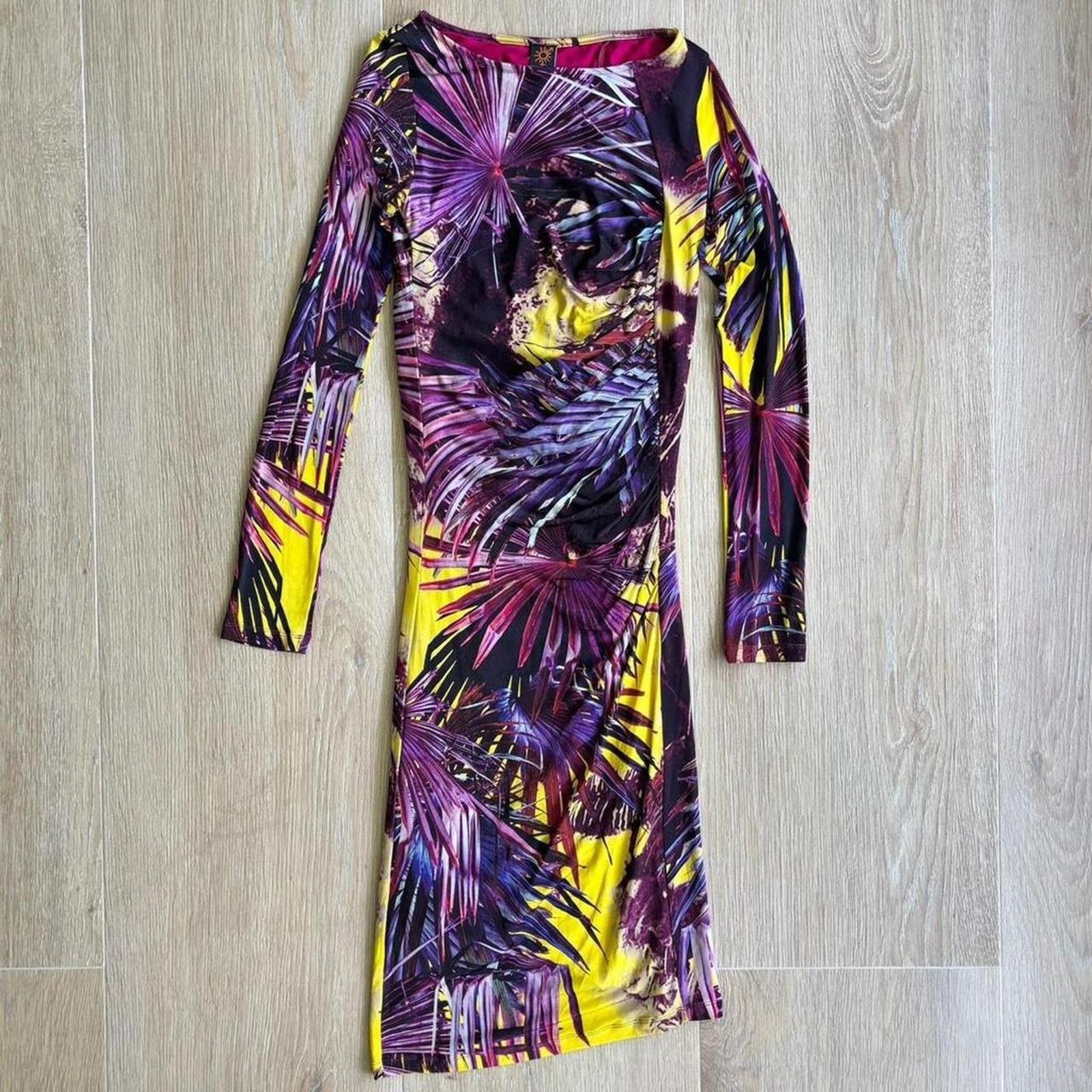 Jean Paul Gaultier Jean Paul Gaultier Soleil Women’s Sheath Dress Purple/Yellow Size S / US 4 / IT 40 - 2 Thumbnail