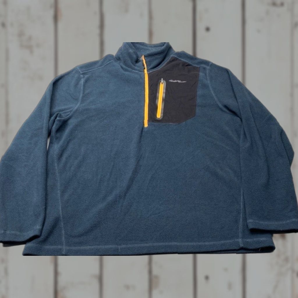 Eddie Bauer Eddie Bauer Jacket Mens Large Blue 1/4 Zip Fleece Pullover Zip Pocket Stand-Up Lightweight Polyester Size US L / EU 52-54 / 3 - 1 Thumbnail