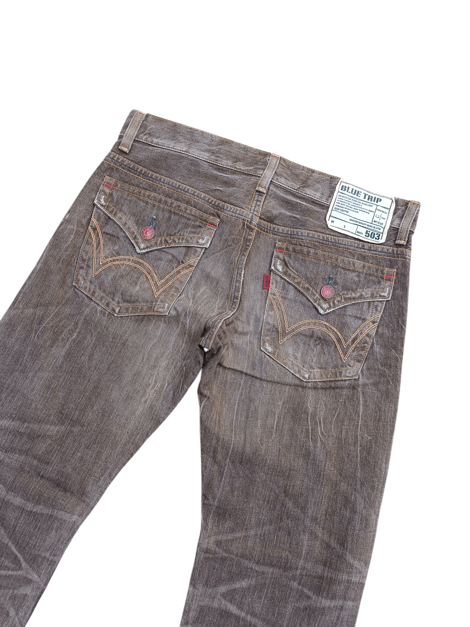 Japanese Brand FLARED 90s Edwin 503 Flare BlueTrip Whiskers Faded Jeans Size US 35 - 18 Thumbnail