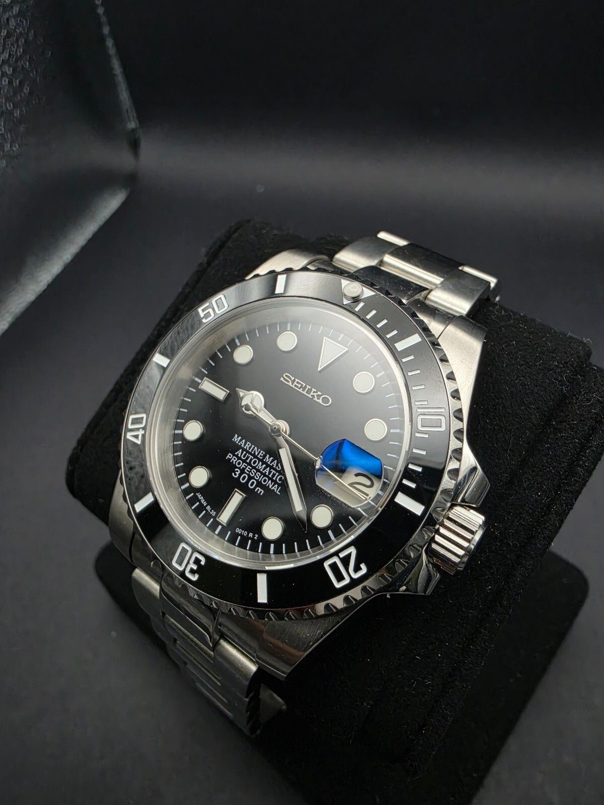 Custom Seiko Tuxedo Submariner Mod in Black, Men's
