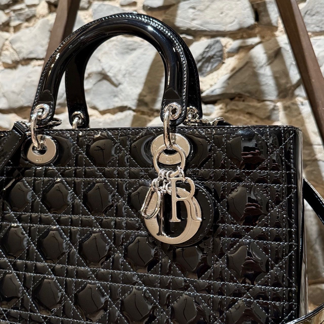 Dior Dior Black Patent Cannage Large Lady Dior Bag Size ONE SIZE - 6 Thumbnail