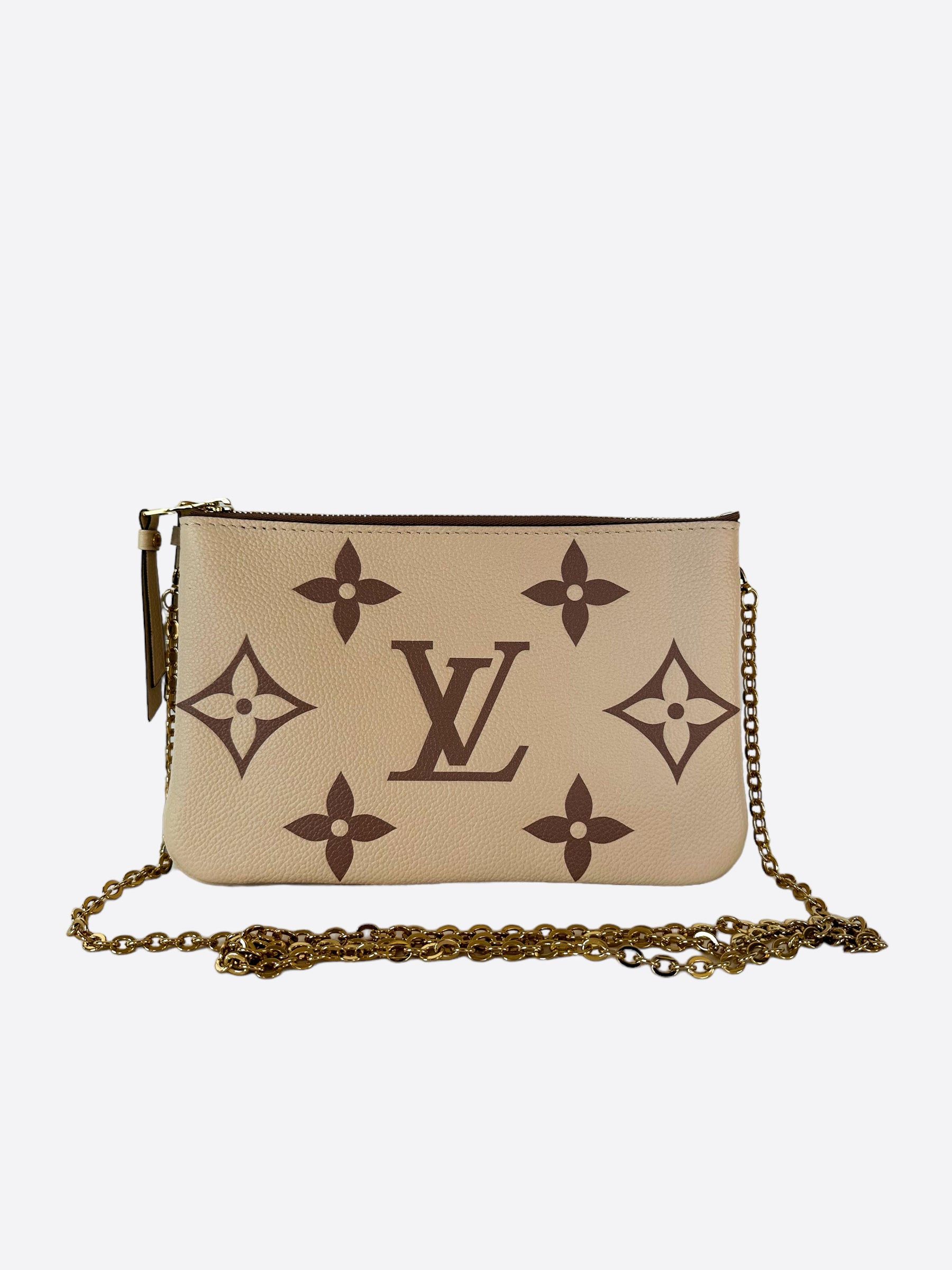 image of Louis Vuitton Creme & Dusty Rose Double Zip Pochette, Women's