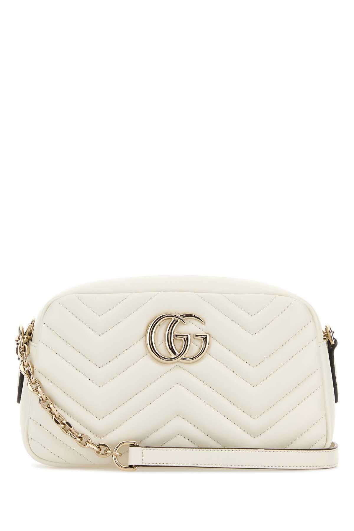 Gucci White Leather Gg Marmont Crossbody Bag Size ONE SIZE - 1 Thumbnail