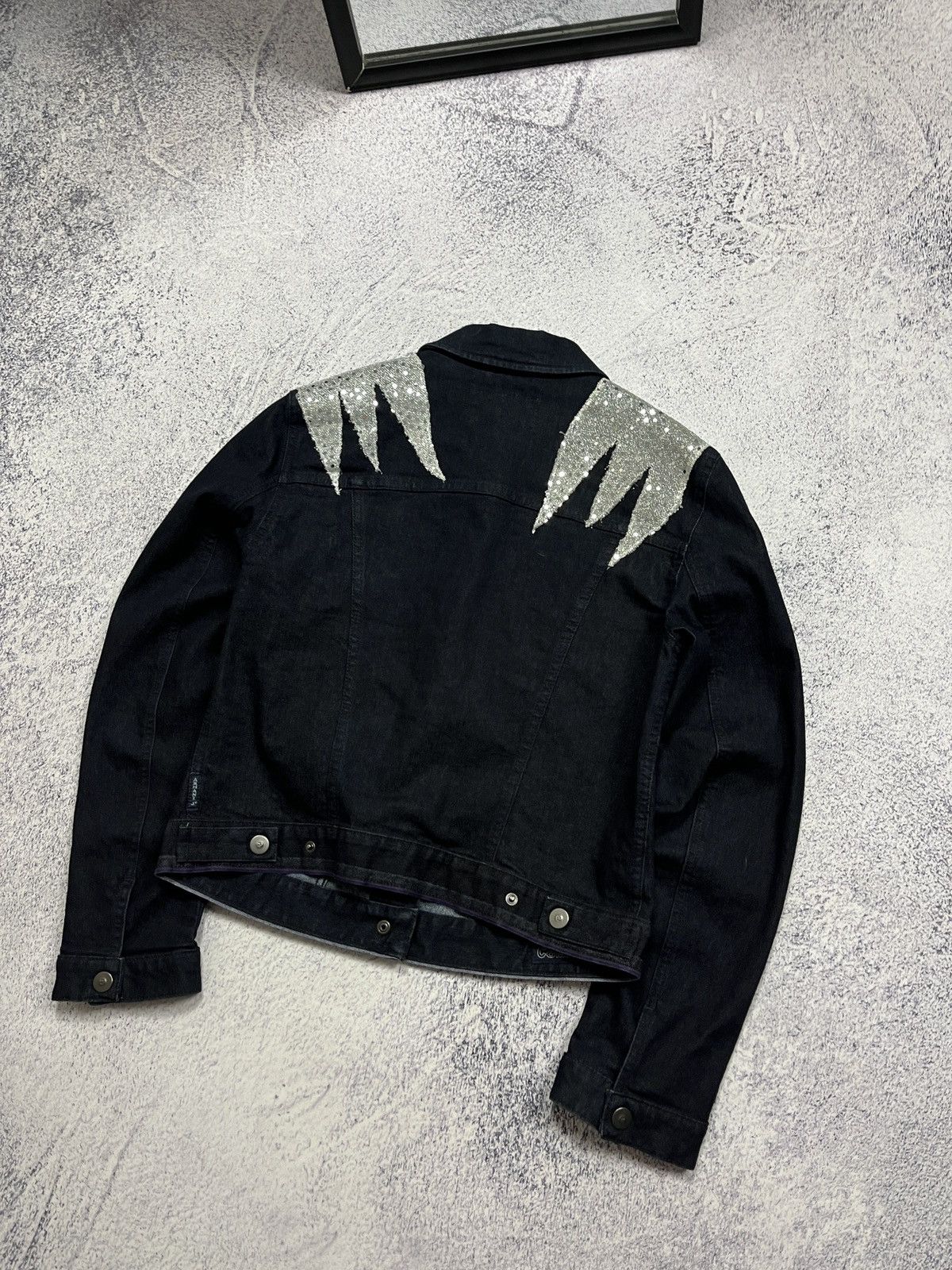 Giorgio Armani Armani Jeans Rare Design Denim Glittered Trucker Jacket Size M / US 6-8 / IT 42-44 - 16 Thumbnail