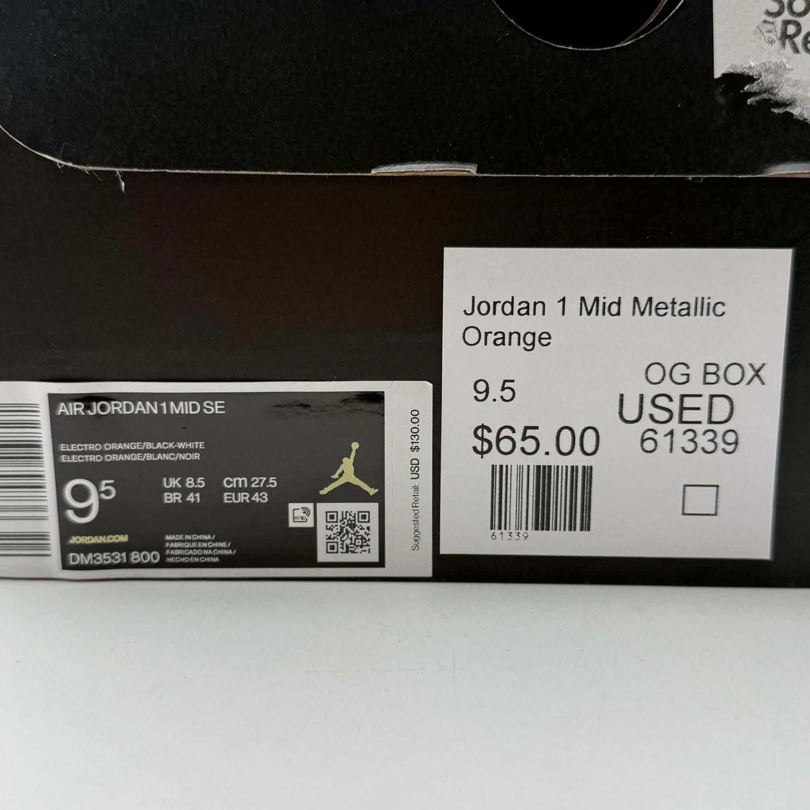 Jordan Brand Jordan 1 Mid Metallic Orange OG Box 9.5 Used Size US 9.5 / EU 42-43 - 9 Thumbnail