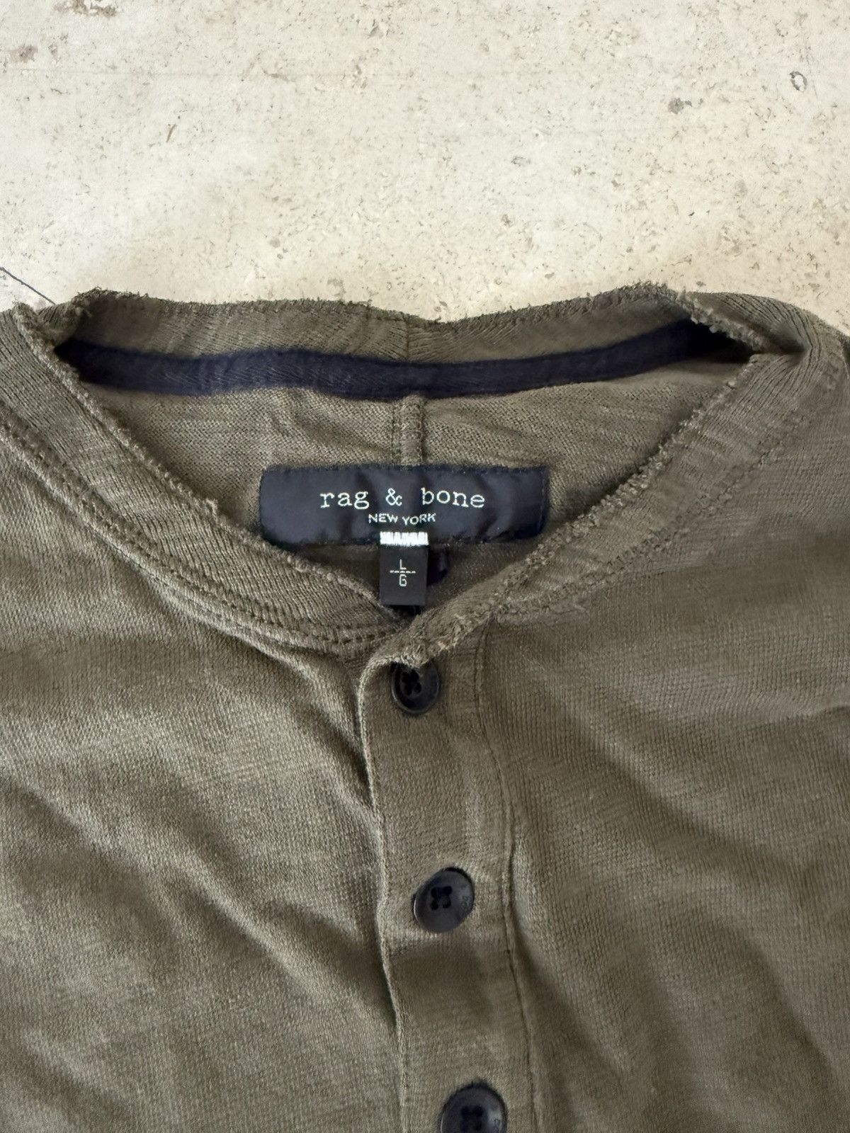 Rag & Bone Rag & Bone Olive Long Sleeve Henley Size US L / EU 52-54 / 3 - 2 Thumbnail