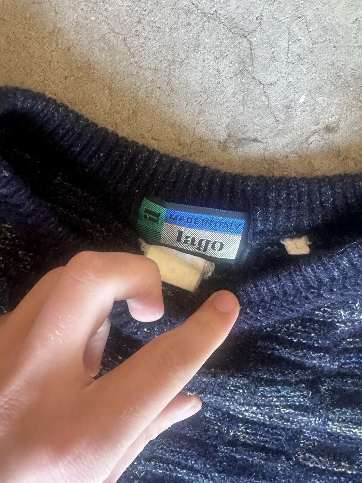 Vintage Vintage 90s Lago Italian Knit Sweater Blue Basketweave L Size US L / EU 52-54 / 3 - 2 Thumbnail