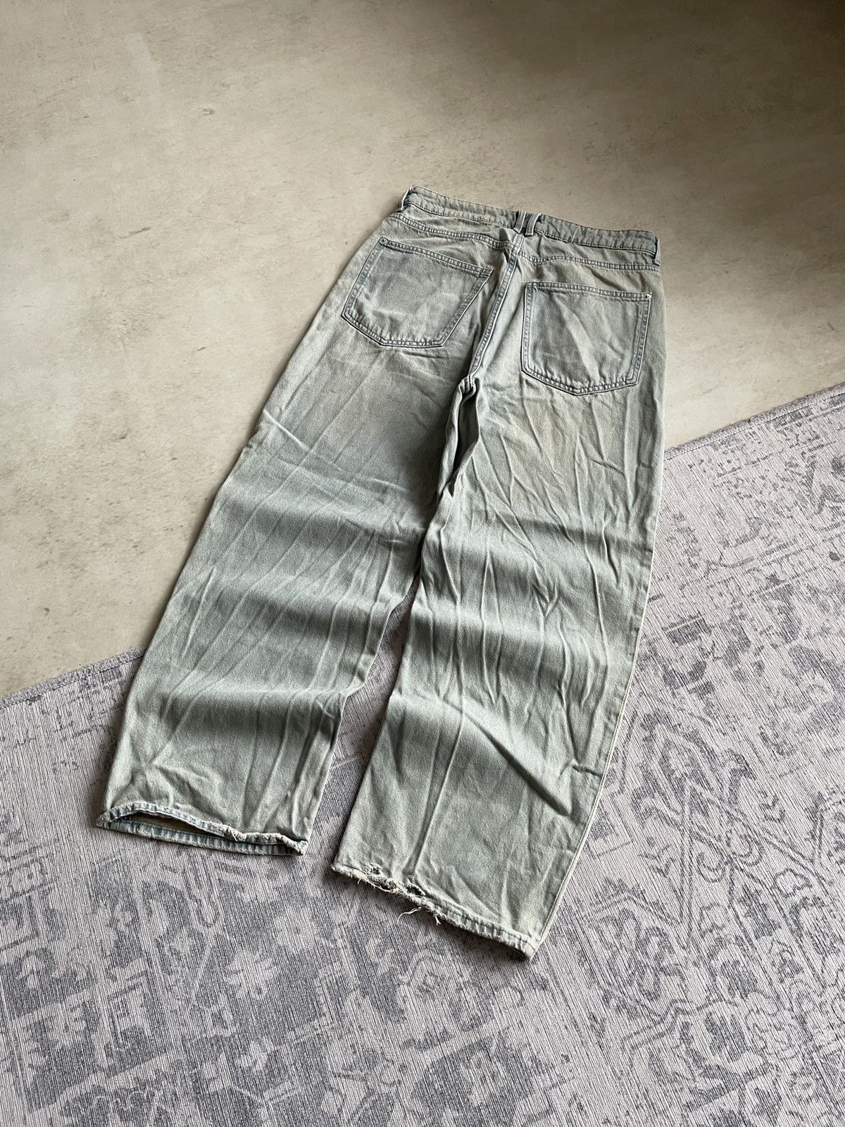 Vintage Avant Garde Mud Washed Baggy Wide Faded Flared Denim Jeans Size US 32 / EU 48 - 6 Thumbnail