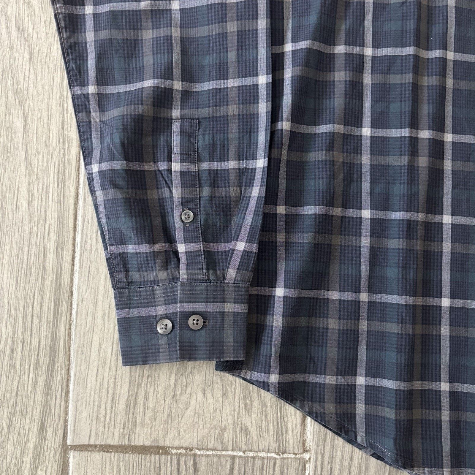 Theory Theory Button Up Shirt Blue Green Lightweight Cotton Mens XL Size US XL / EU 56 / 4 - 5 Thumbnail