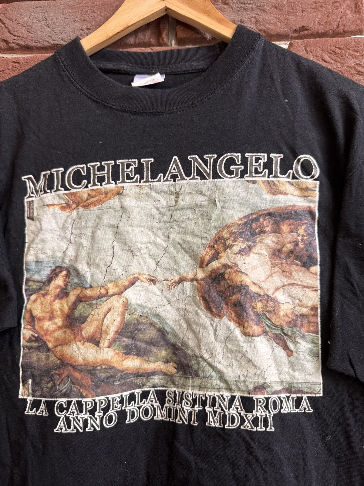 Vintage Vintage 90s Michelangelo Art Tshirt Hype Band Designer M Bl Size US M / EU 48-50 / 2 - 3 Thumbnail