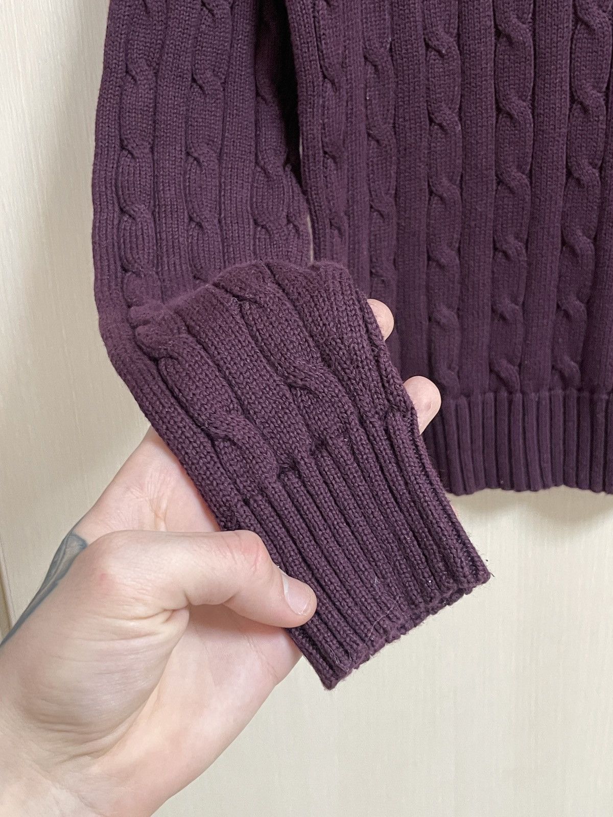 Polo Ralph Lauren Polo Ralph Lauren Cable Knit Sweater V Neck Women’s Burgundy Size M / US 6-8 / IT 42-44 - 7 Thumbnail