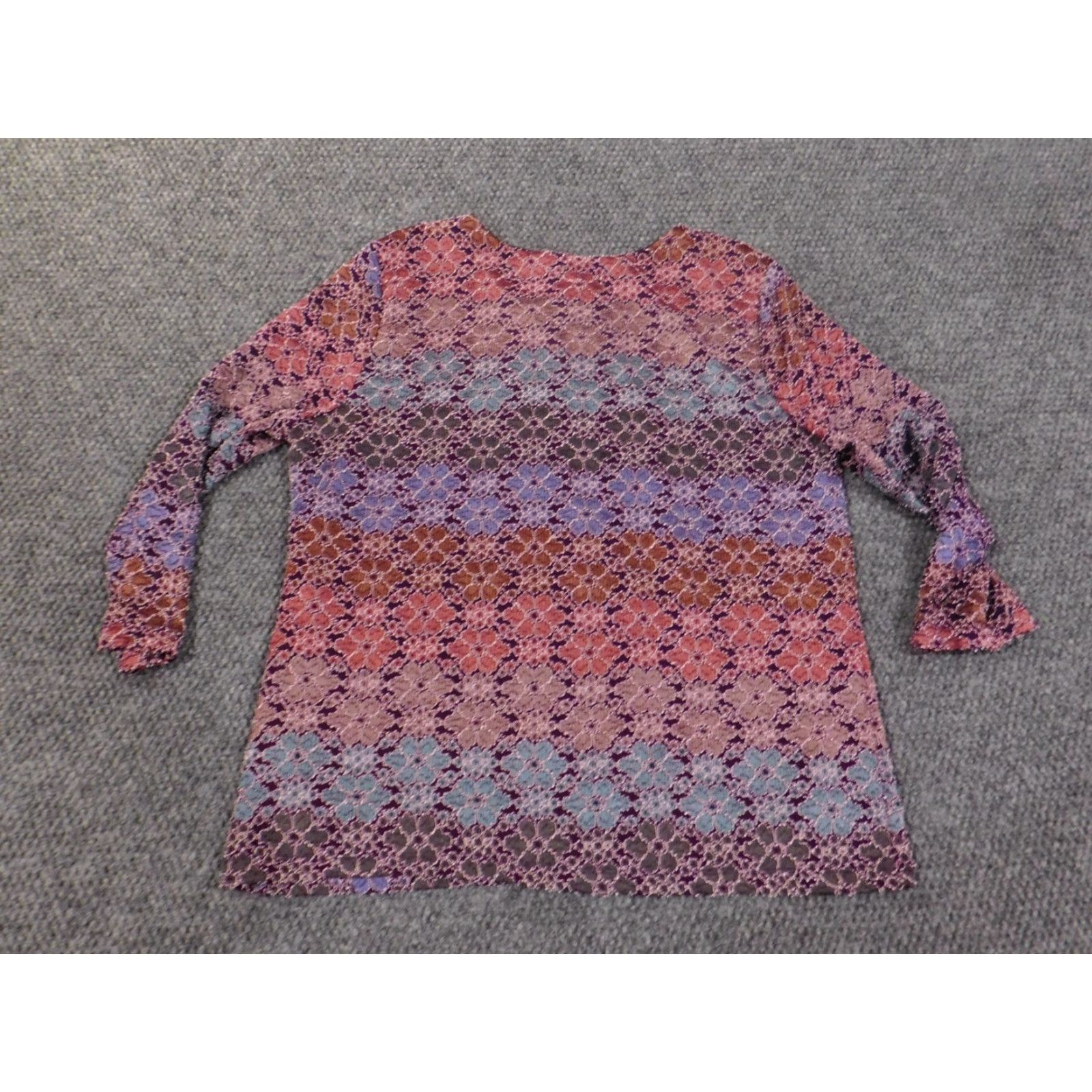 JM Collection JM Collection Blouse Shirt Womens L Purple Geometric Crew Neck Pullover Cap Sleeve Polyester Spandex Rayon Casual Basic Stretch Vintage: No 18-12-23 Size L / US 10 / IT 46 - 7 Thumbnail