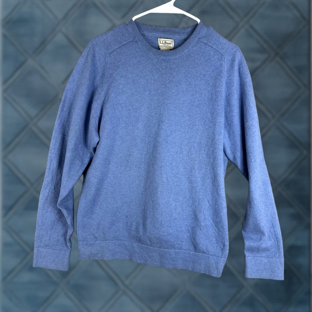 Vintage LL Bean Sweater Mens Medium Blue Cotton Cashmere Crewneck Knit Pullover Size US M / EU 48-50 / 2 - 1 Thumbnail