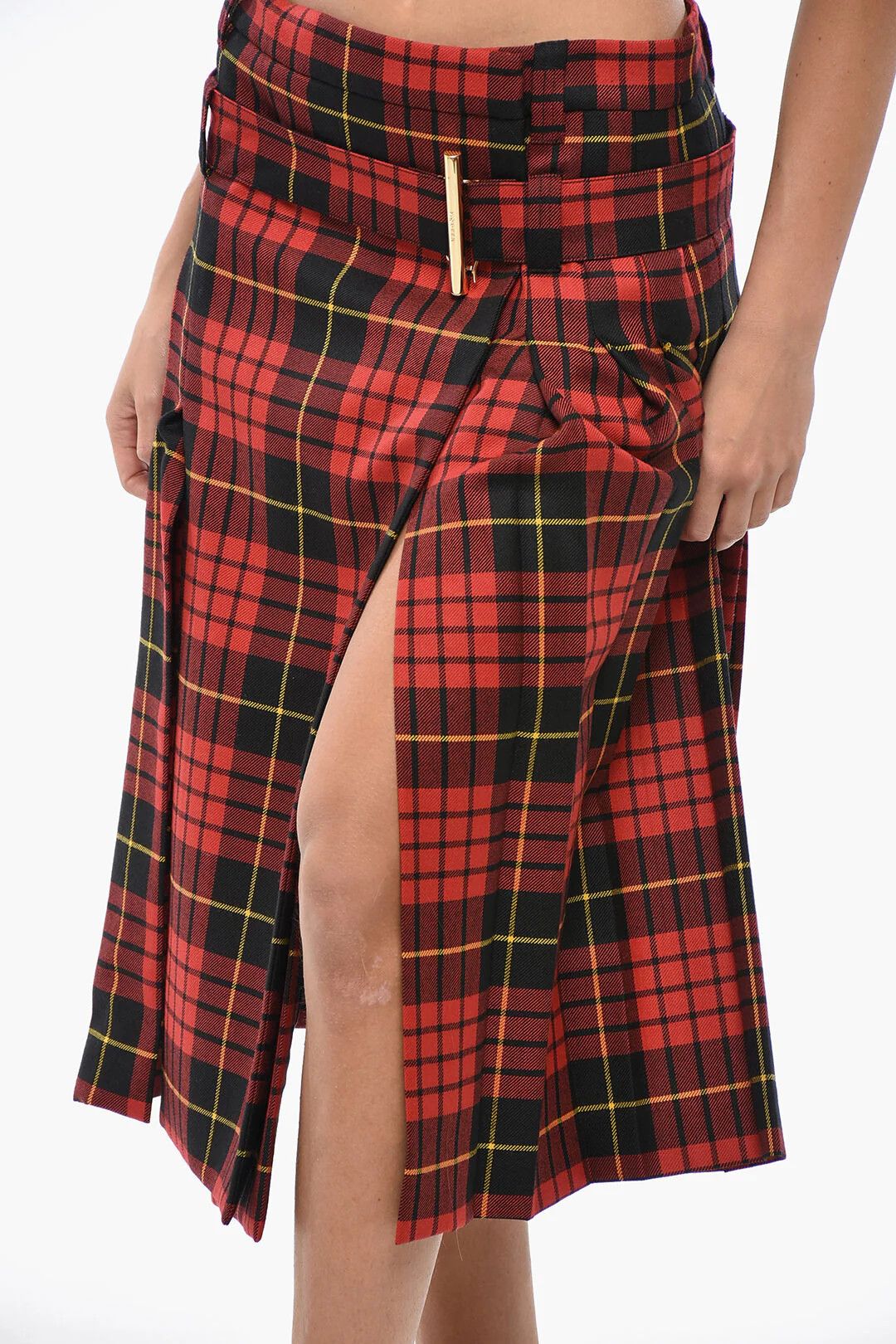 Alexander McQueen og1mm0426 Tartan Midi Wrap Skirt in Red Size 26" / US 2 / IT 38 - 3 Thumbnail
