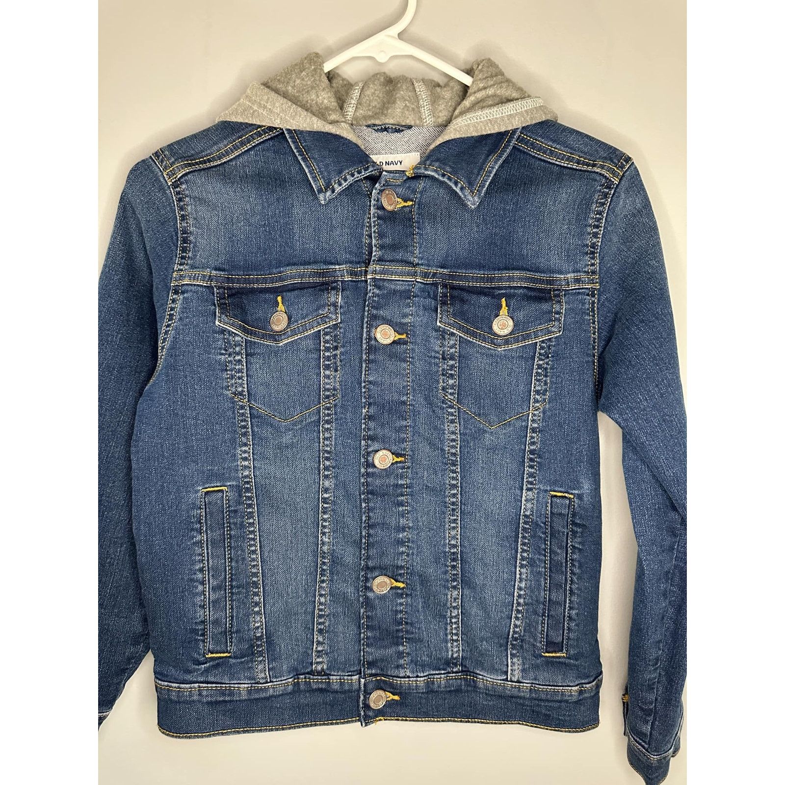 Old Navy Old Navy Long Sleeve Hooded Jean Trucker Jacket Blue L/10-12 Size L / US 10 / IT 46 - 3 Thumbnail