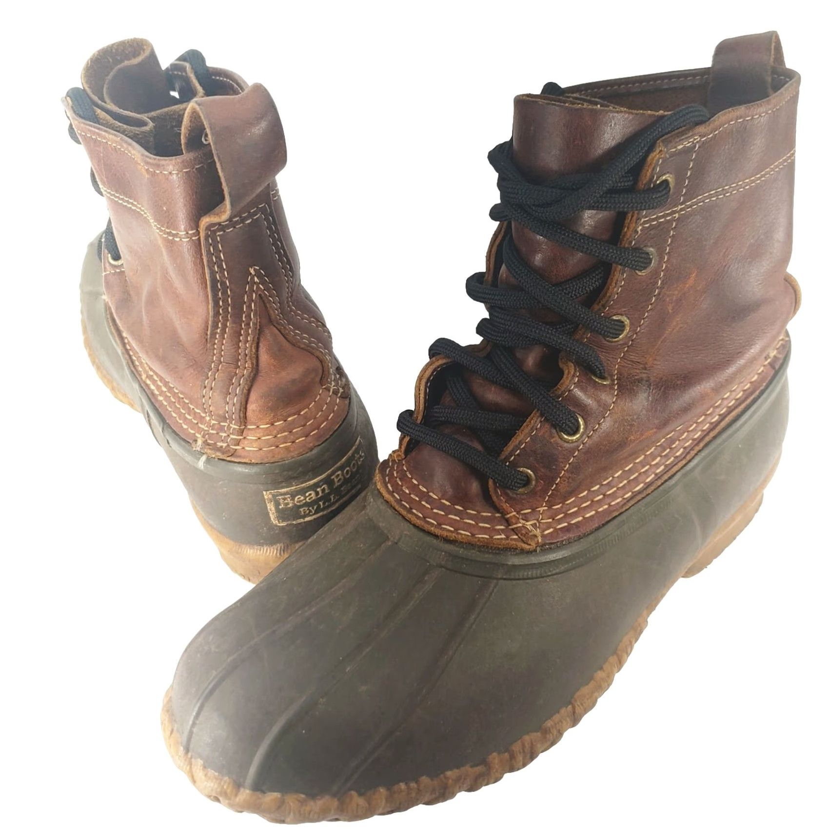 Vintage LL Bean Men’s 9W Brown Leather 8 Inch Lace Up Duck Boots Size US 9 / EU 42 - 2 Thumbnail