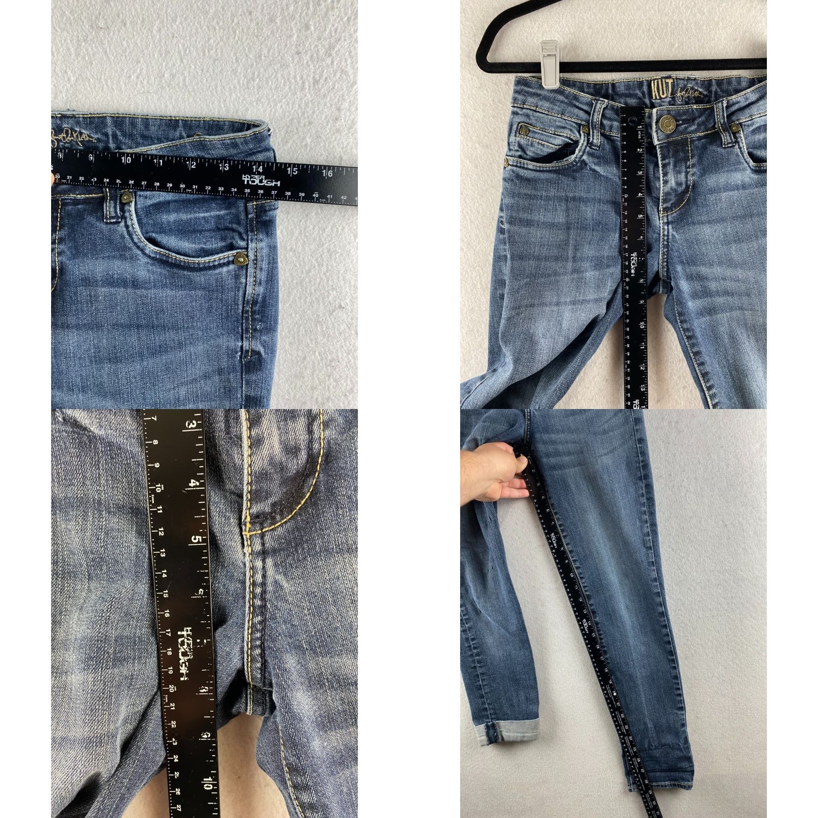 Vintage Kut from the Kloth Jeans Womens 4 Blue Mid Rise Distressed Denim Pockets Dark Size 27" / US 4 / IT 40 - 8 Thumbnail