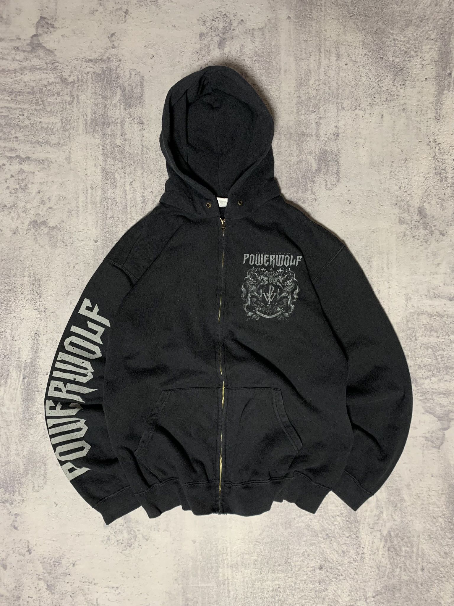 Fruit Of The Loom Power Wolf Big Logo zip hoodie mens Merch Rock size L Size US L / EU 52-54 / 3 - 1 Thumbnail