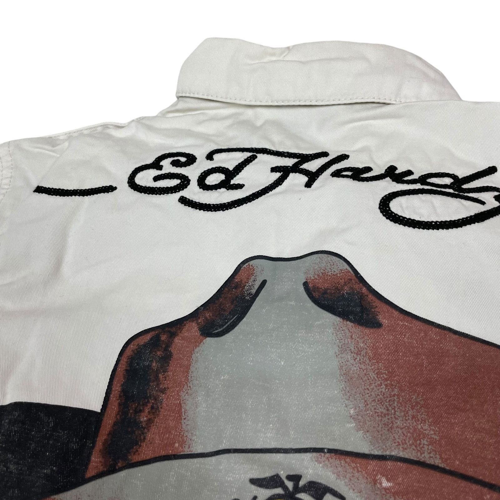 Ed Hardy Ed Hardy Womens White Cotton Bulldog Knife Trucker Jacket XS Size XS / US 0-2 / IT 36-38 - 2 Thumbnail