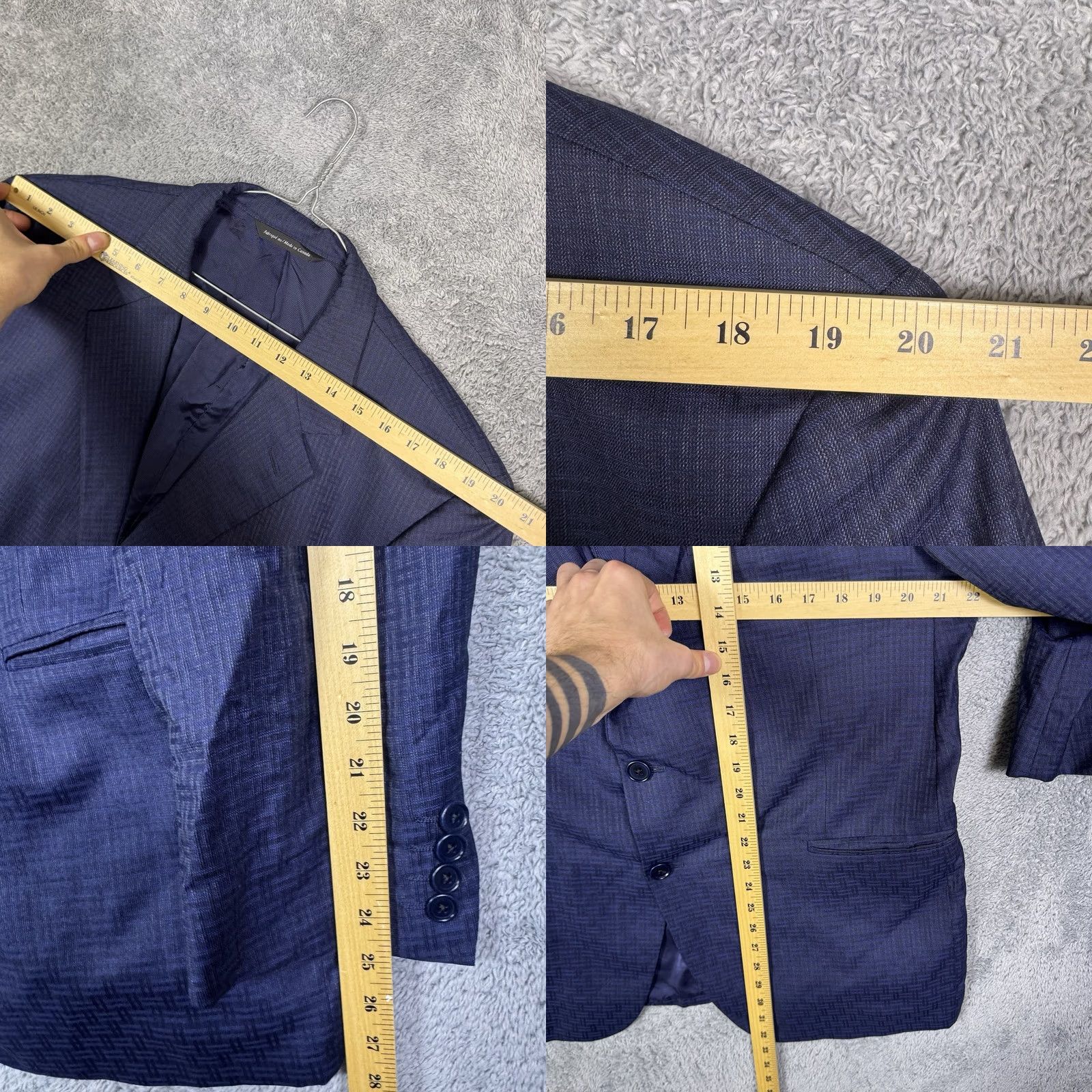 Tallia Coppley Sport Coat Mens 42R Blazer Wool Blue 2-Button Notch Lapel Double-Vented Regular Fit Geometric Napoli Tallia Di Delfino Napoli Blazer Suit Size 42R - 8 Thumbnail