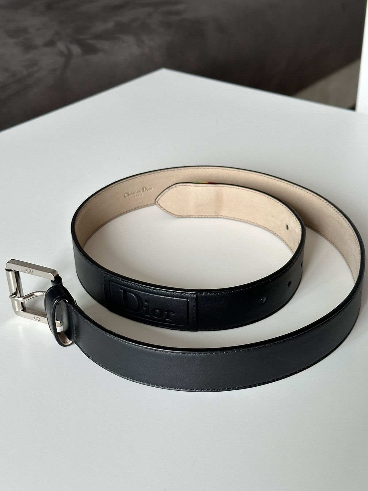 Christian Dior Monsieur DIOR Rasta Black Logo Leather Belt Vintage 2000’ Size: 28-30 Size ONE SIZE - 14 Thumbnail