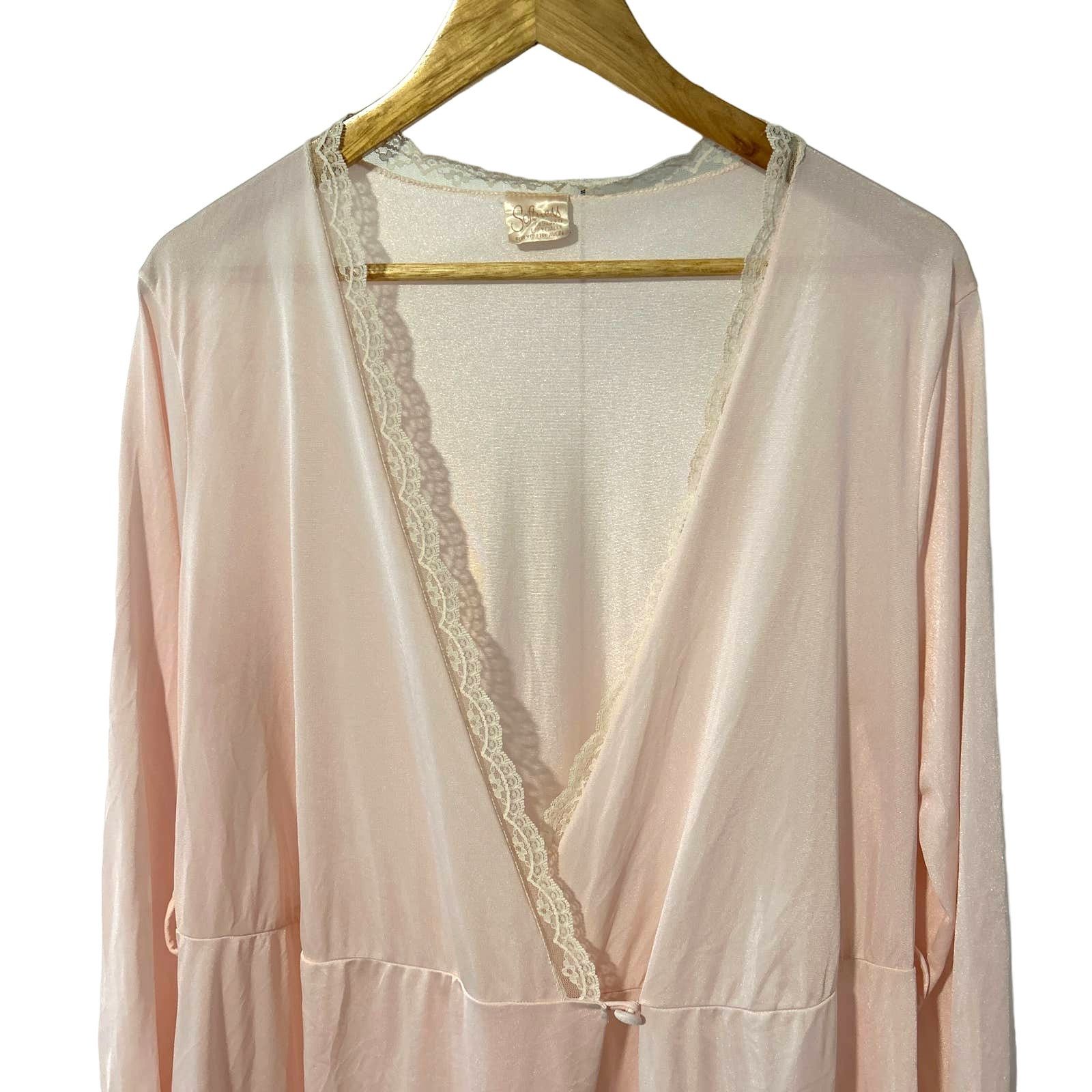 Avon Celli Softness Avon Vintage Pink Lace Long Sleeved Robe M/L 1980 Size ONE SIZE - 2 Thumbnail