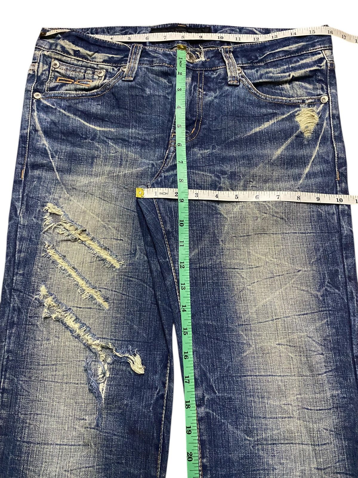 Blue Blue Japan Japanese Brand CCless Distressed Thunder Flare Jeans Size US 32 / EU 48 - 14 Thumbnail