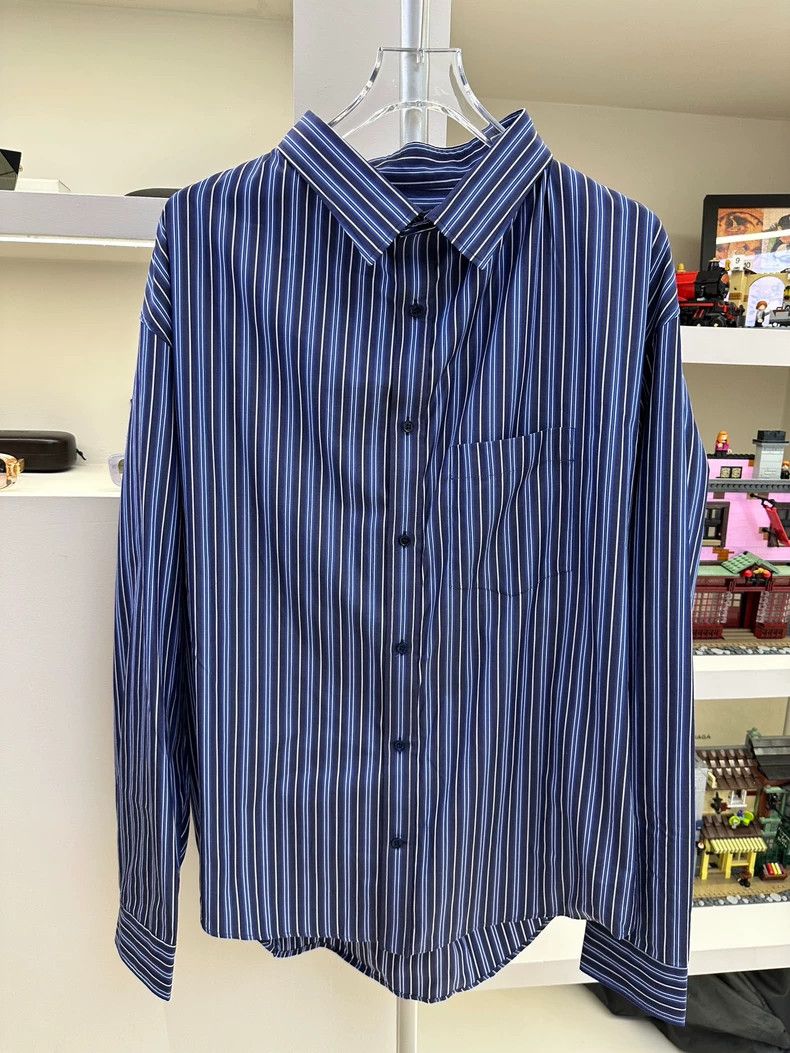 Balenciaga Balenciaga size 39 Blue Stripe Long Sleeve Shirt 2501-Nexta Size US M / EU 48-50 / 2 - 1 Thumbnail