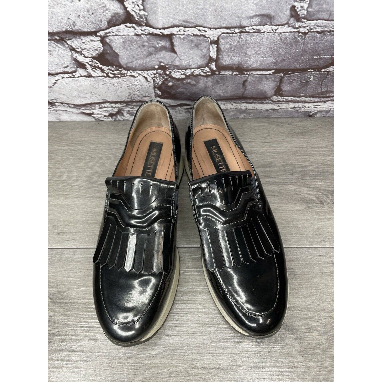 Other Musette Pewter Metallic Patent Leather Kiltie Wedge Shoes Wo Size US 7 / IT 37 - 13 Thumbnail