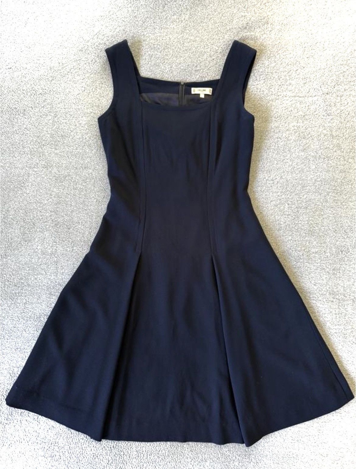 CELINE vintage 90s Navy blue A-Line Dress Size 40