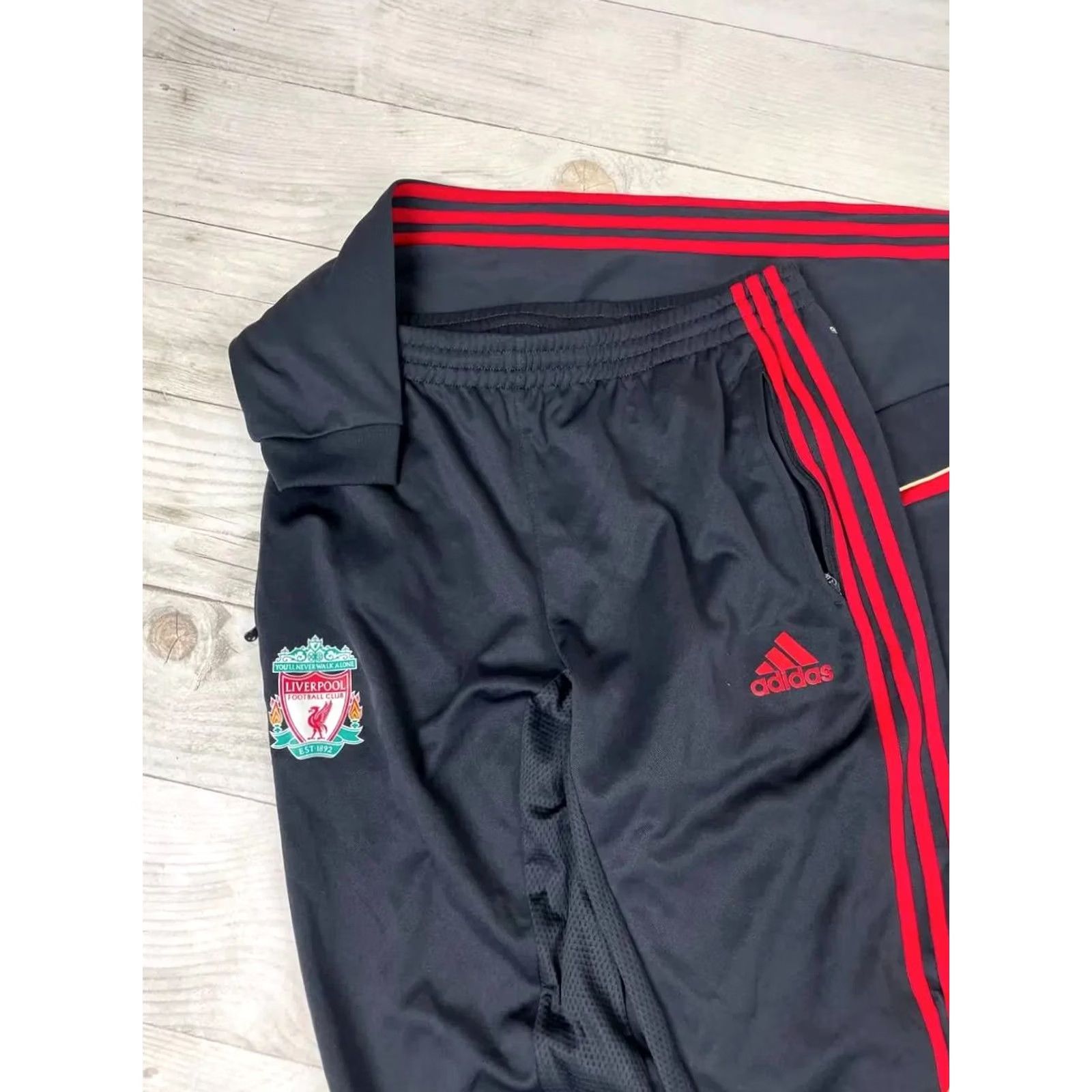 Adidas VINTAGE Adidas Liverpool Tracksuit Jacket Pants Men Size L Black Adidas Tracksuit Men L Black Football 2009 2010 Size 42R - 3 Thumbnail