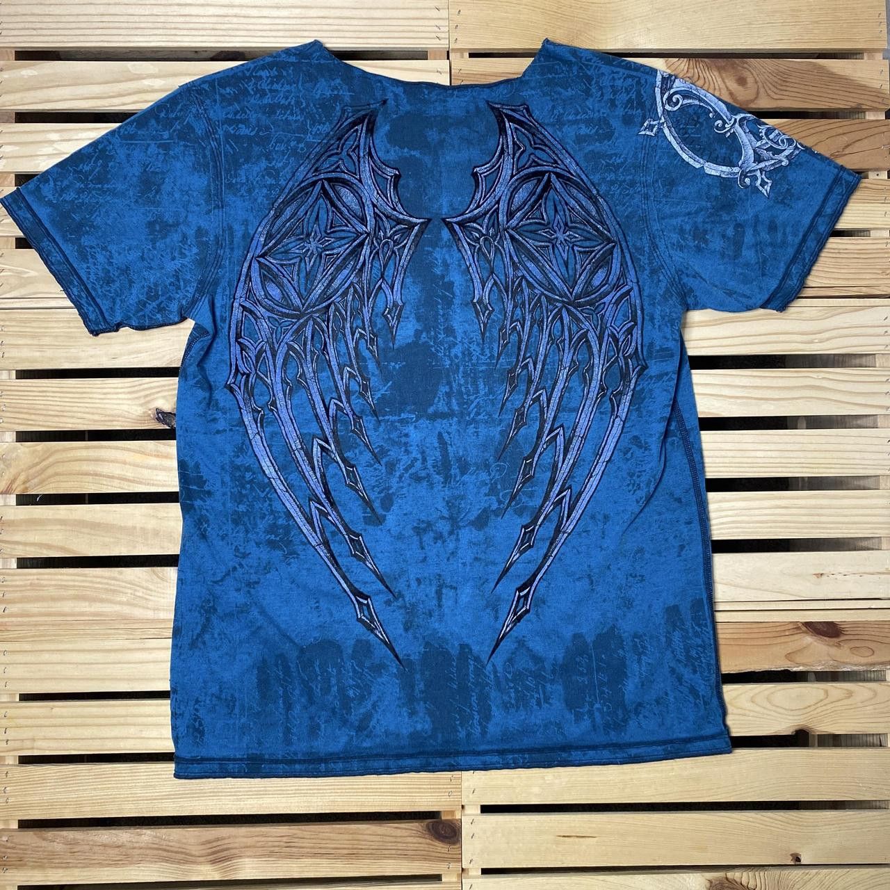 Affliction Affliction Wings Blue Thrashed Y2K MMA Tee Size Large Size US L / EU 52-54 / 3 - 1 Thumbnail