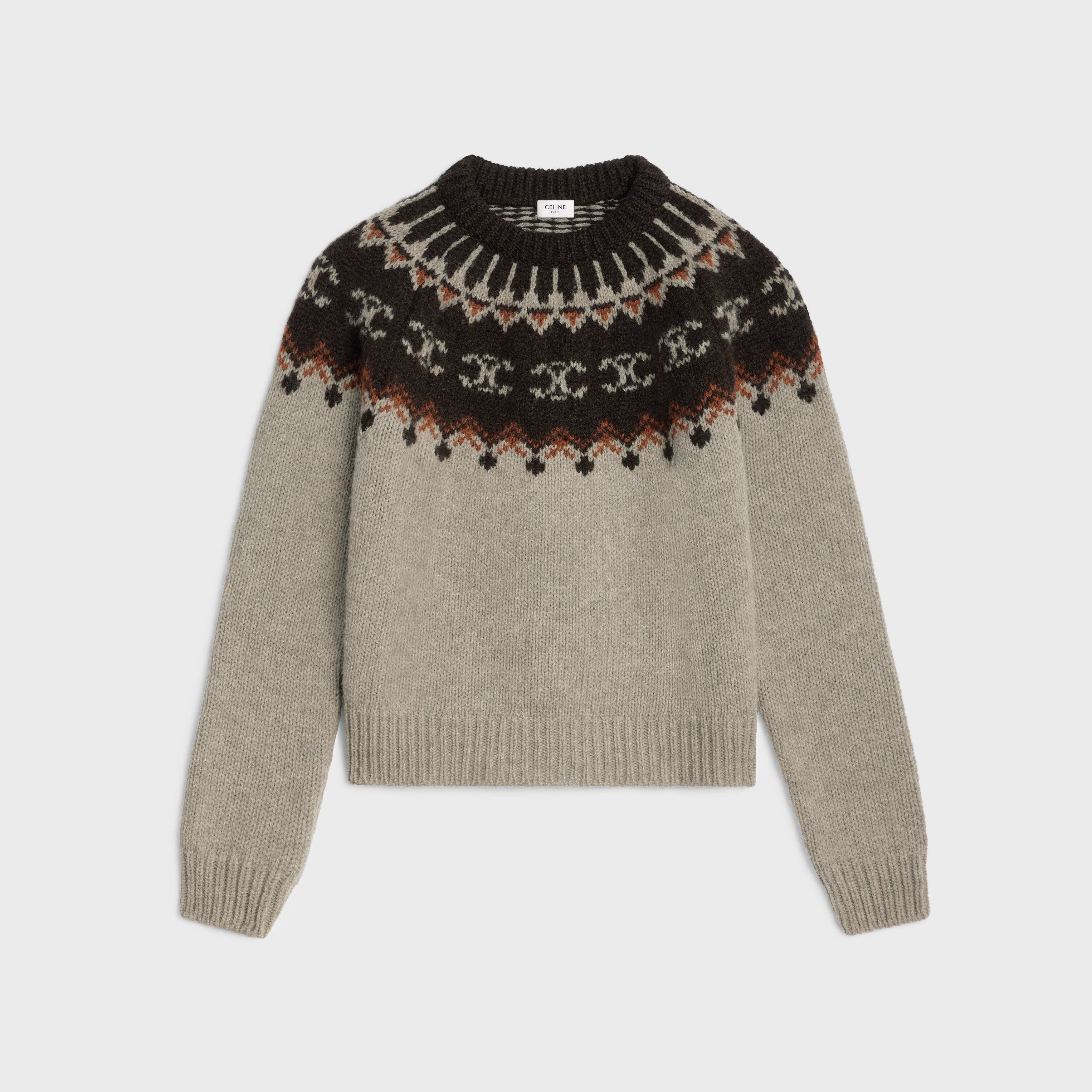 Celine o1bcso1str0925 2AD6W874P Crewneck Sweater in Grey/Brown Size US S / EU 44-46 / 1 - 1 Thumbnail