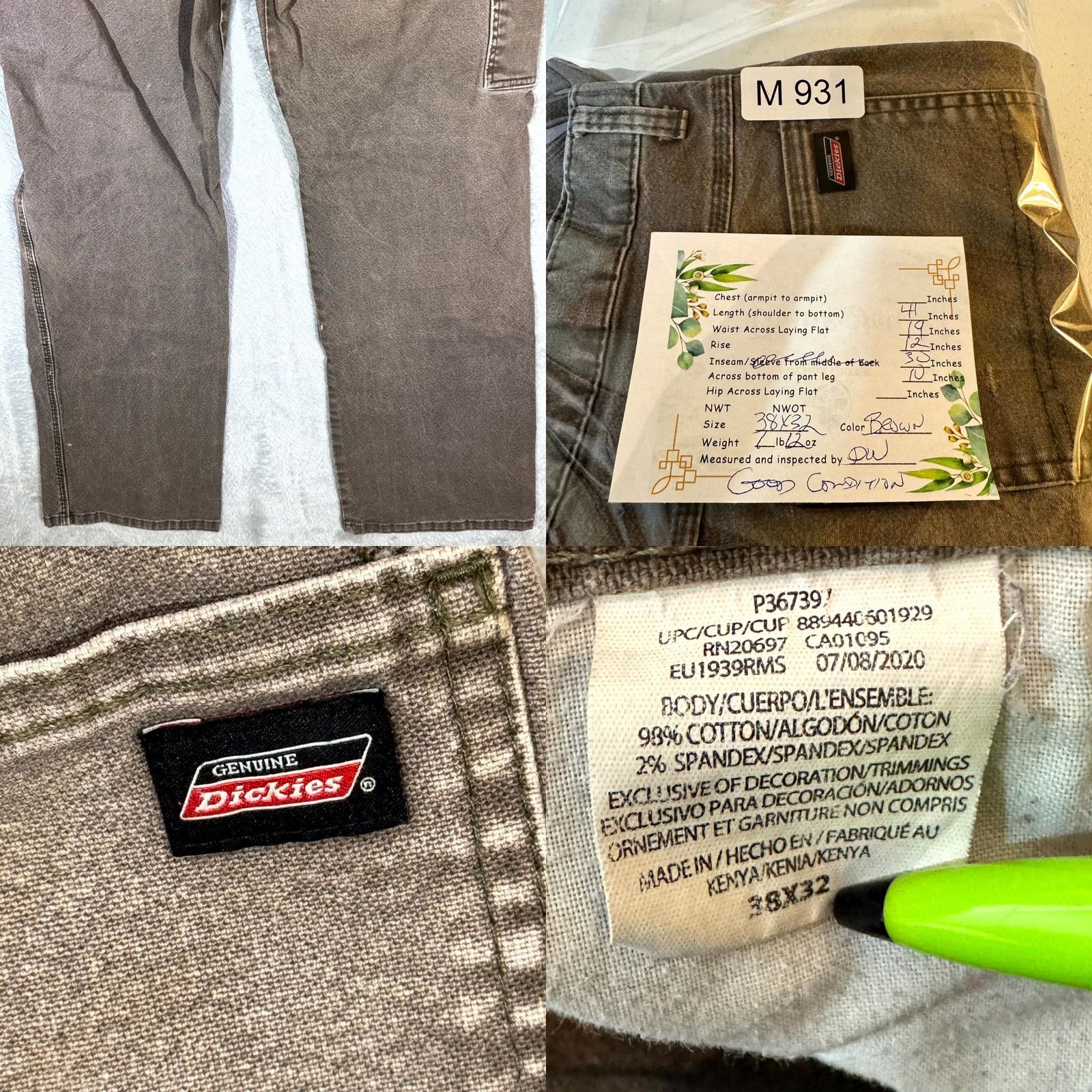 Dickies Dickies Carpenter Jeans Mens 38x32 Brown Denim Stretch Workwear Straight Leg Size US 38 / EU 54 - 8 Thumbnail