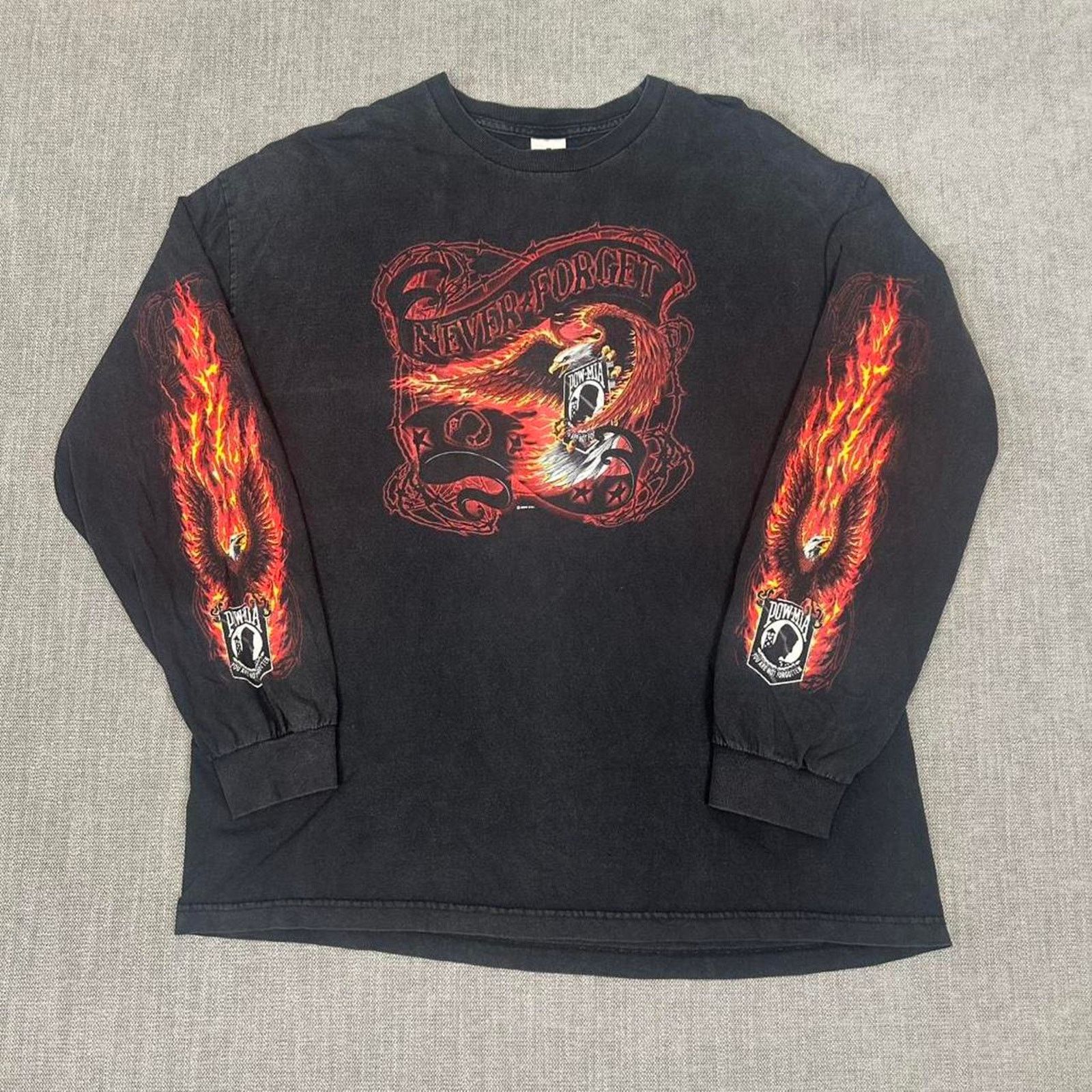 Other Y2K Biker flame long sleeve faded Black T-shirt Size US XXL / EU 58 / 5 - 1 Thumbnail