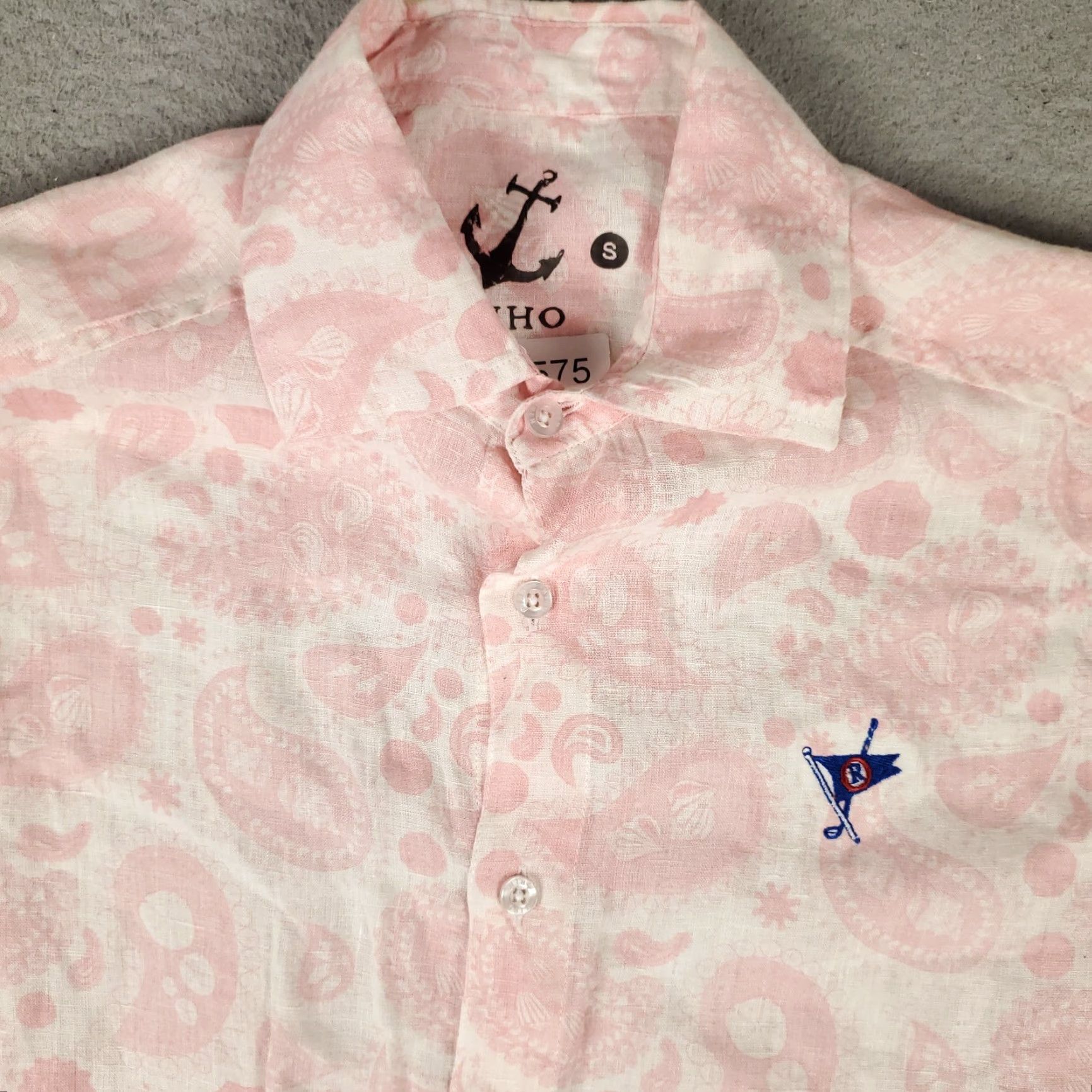 Pinko Hiho Shirt Men S Pink Paisley Linen Button-Up Long Sleeve Size US S / EU 44-46 / 1 - 2 Thumbnail