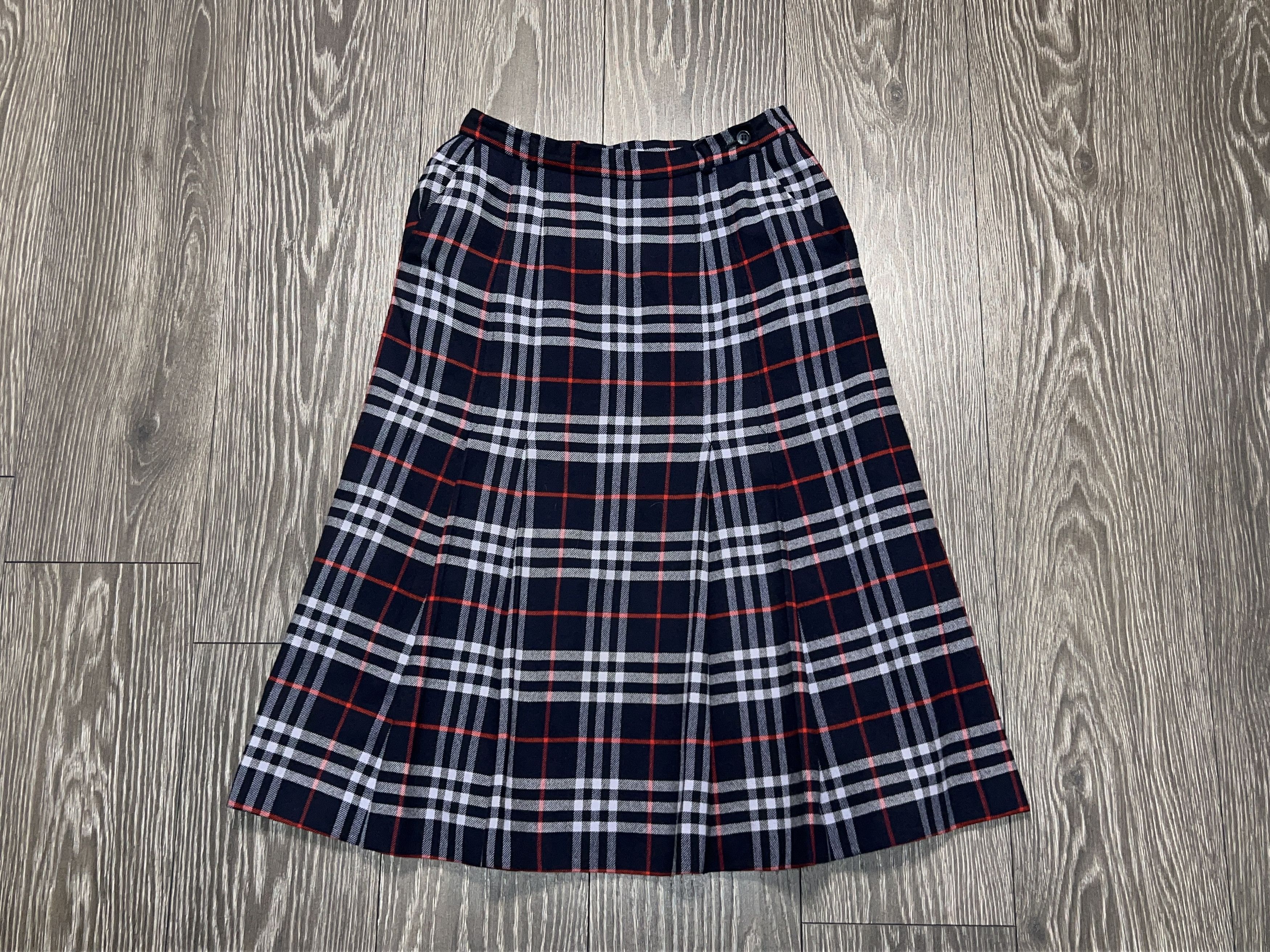 Burberry Vintage Womens 1990s Burberrys London Wool Check Plaid Skirt Size 28" / US 6 / IT 42 - 2 Thumbnail