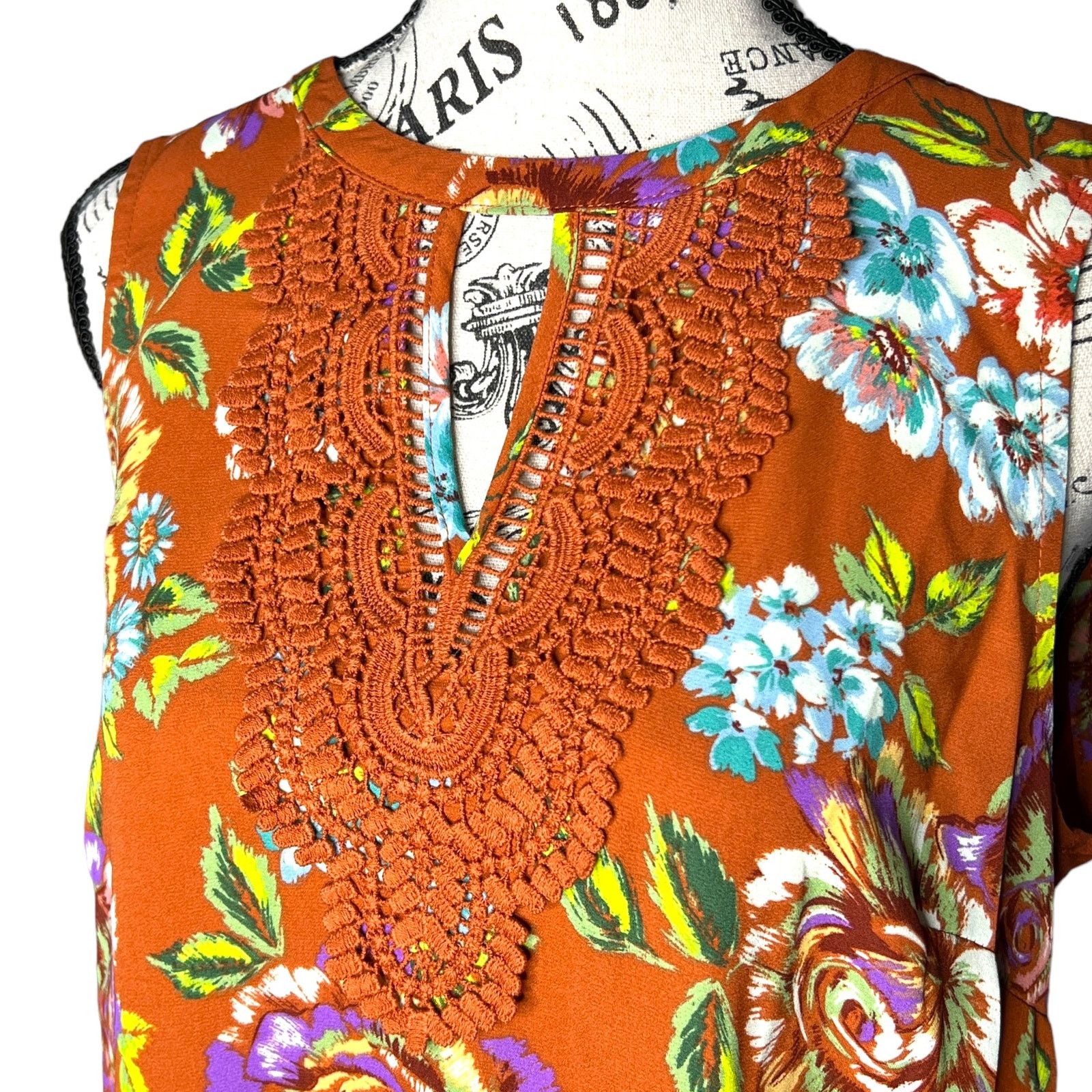 Other Quin Keyhole Crochet Blouse - Stitch Fix Mixed Material Top Size M / US 6-8 / IT 42-44 - 9 Thumbnail