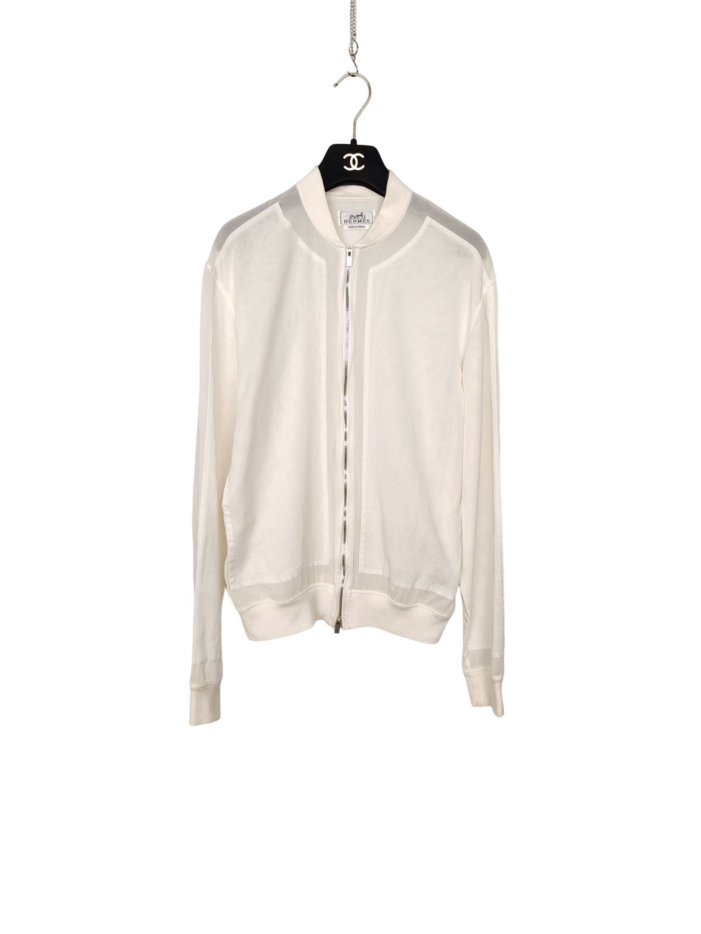 Hermes Hermes White Cotton Bomber Jacket Size 38 Size S / US 4 / IT 40 - 1 Thumbnail