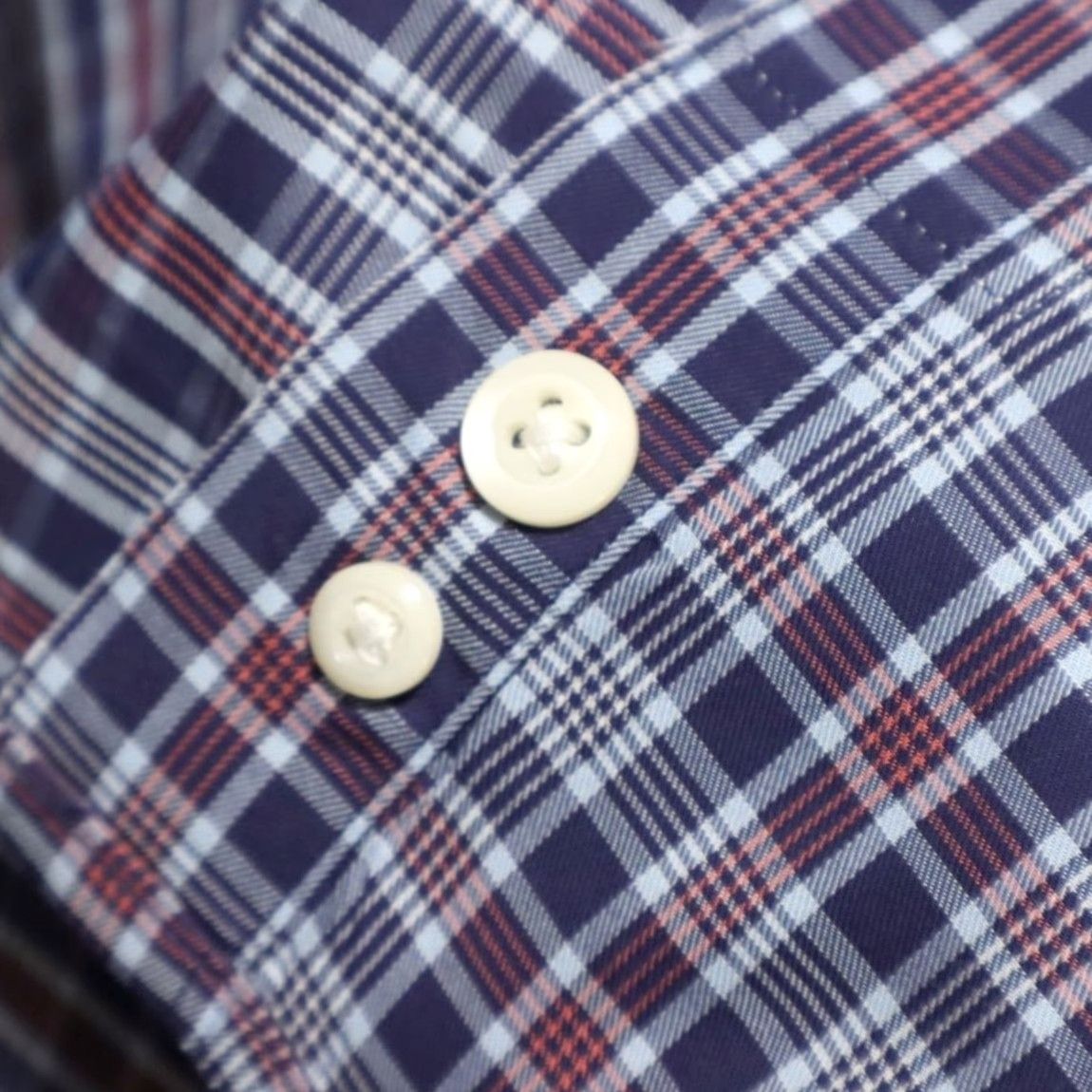 Peter Millar Peter Millar Dress Cotton Plaid Long Sleeve Button Up Shirt Navy Men's L Size 42R - 7 Thumbnail