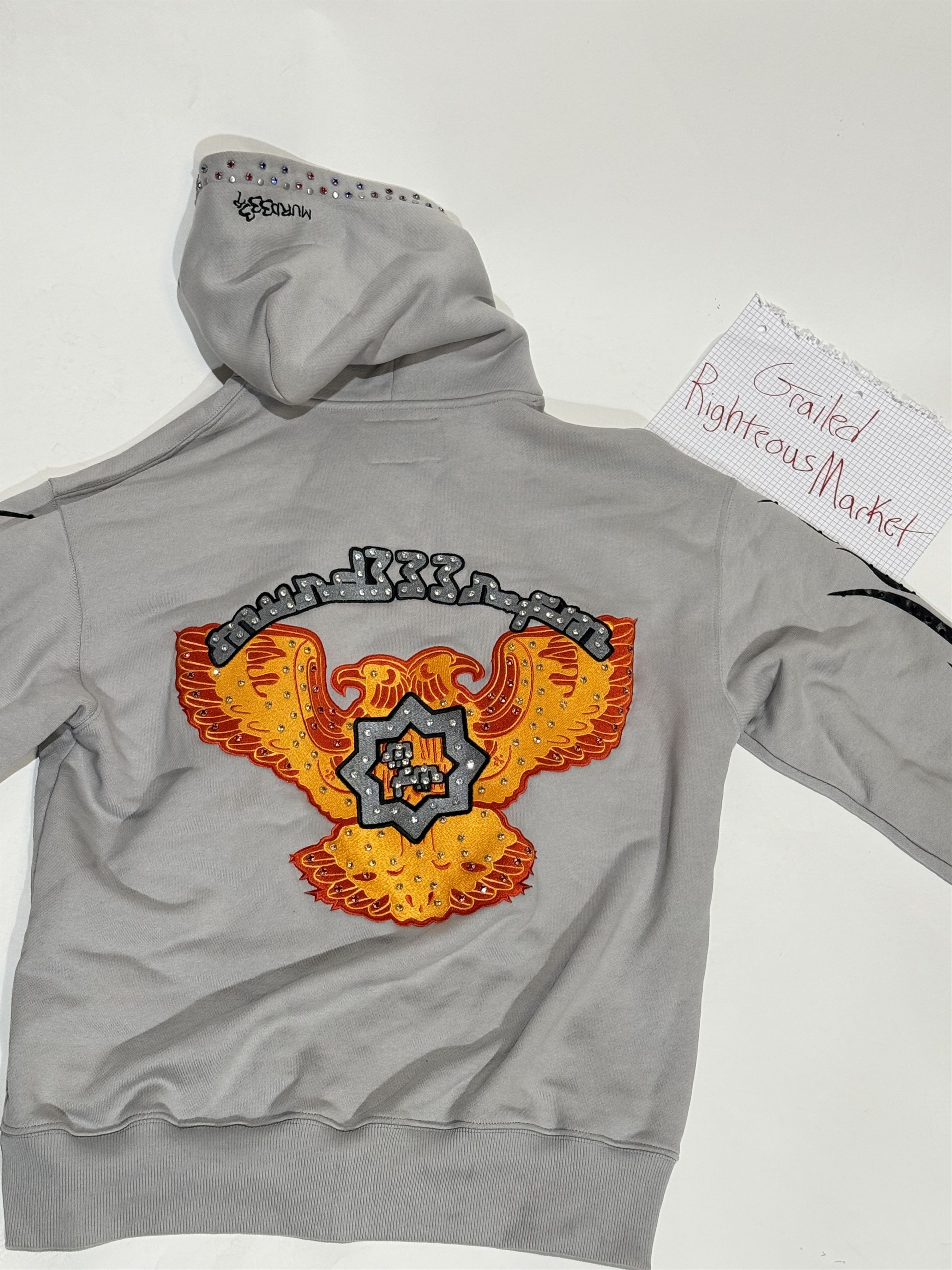 murd333r.fm Murd333r.fm Grey Rhinestone Hoodie Size US L / EU 52-54 / 3 - 2 Thumbnail