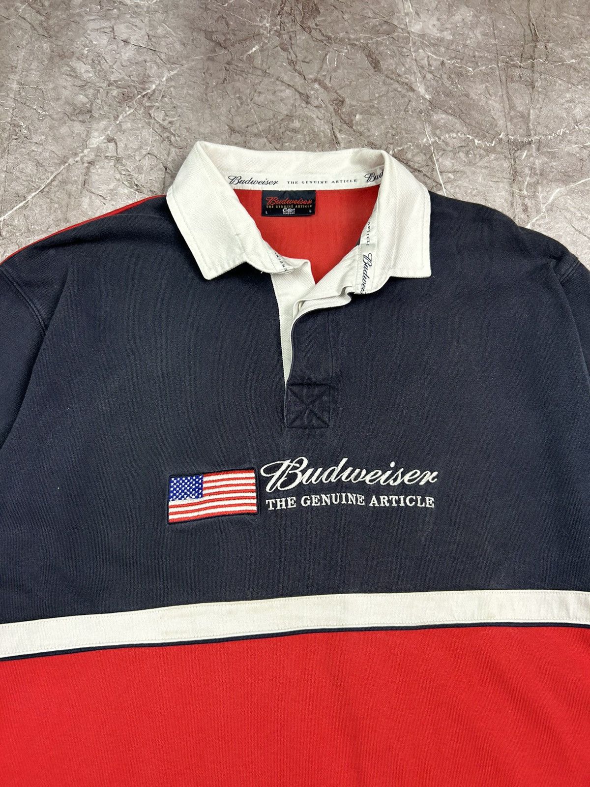 Budweiser × Cotton Traders Vintage Budweiser rugby shirt Size US L / EU 52-54 / 3 - 5 Thumbnail